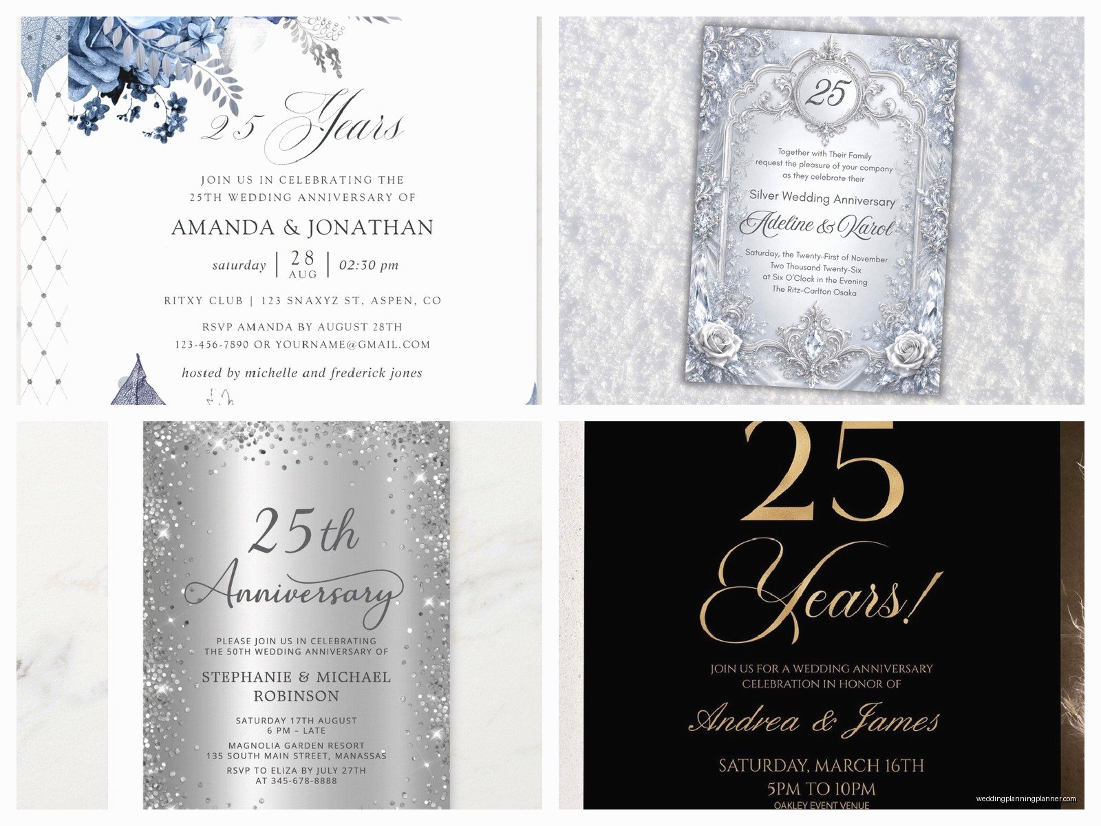 25th Wedding Anniversary Invitations: Silver Anniversary