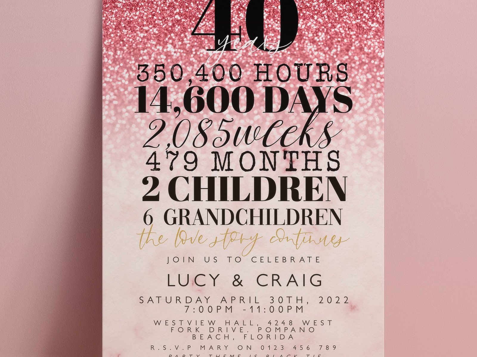 40th Wedding Anniversary Invitations: Ruby Celebration Cards
