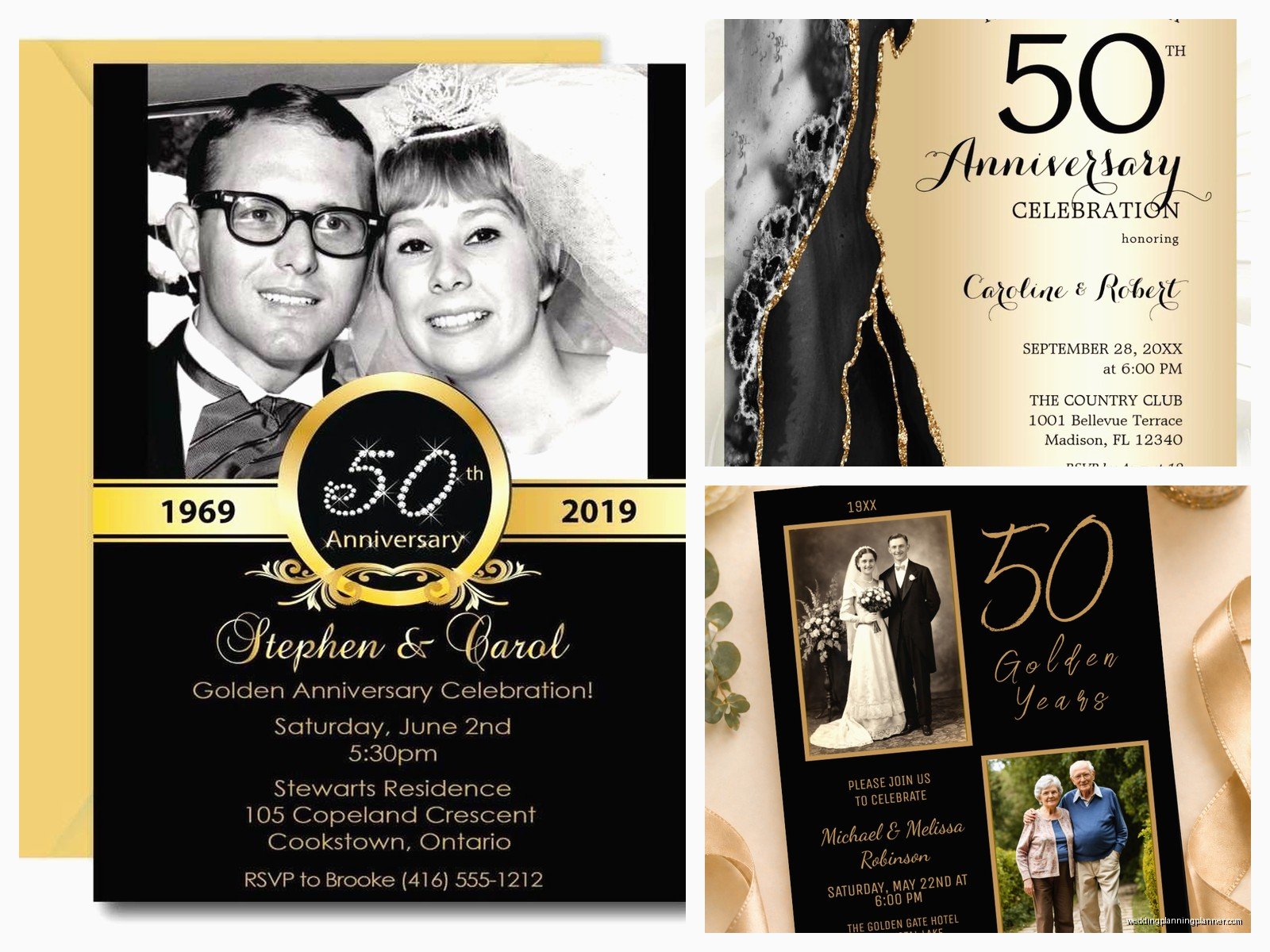 50th Wedding Anniversary Invitations: Golden Anniversary Designs