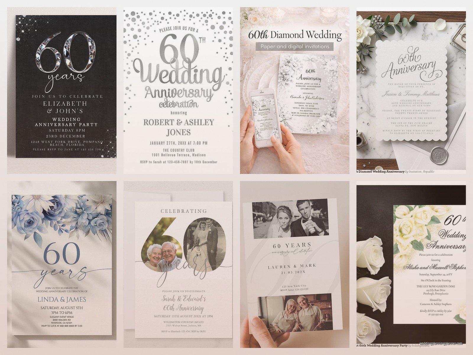 60th Wedding Anniversary Invitations: Diamond Celebration