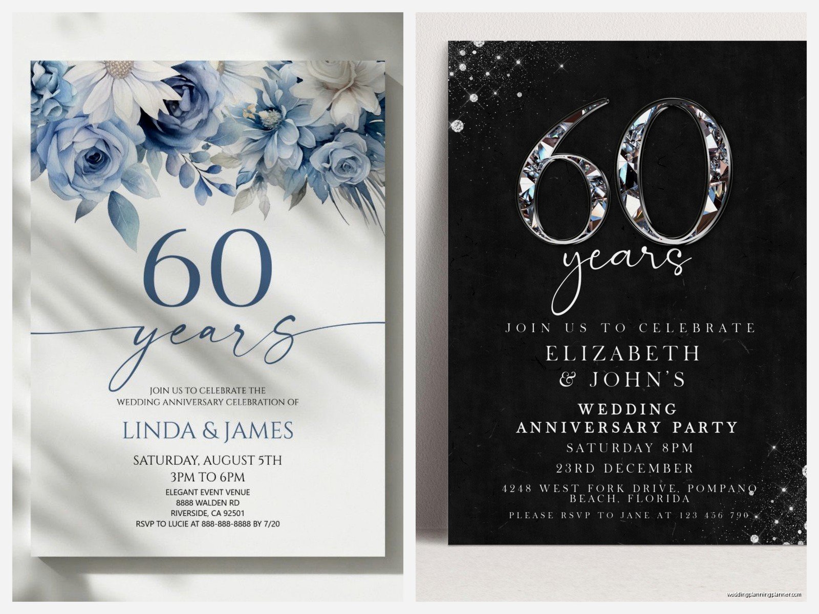 60th Wedding Anniversary Invitations: Diamond Celebration
