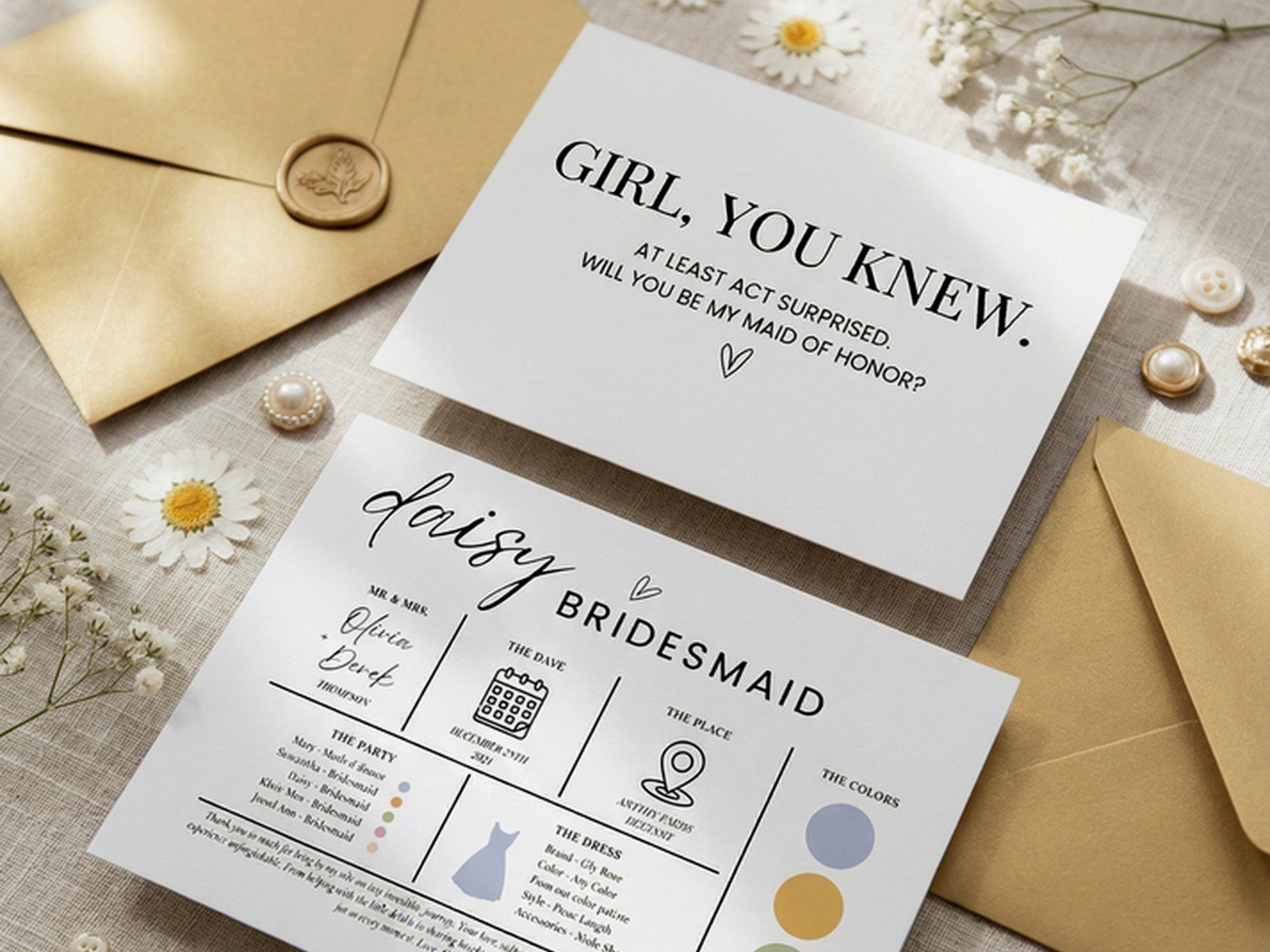 Bridal Party Invites: Bridesmaid & Groomsmen Proposal Cards