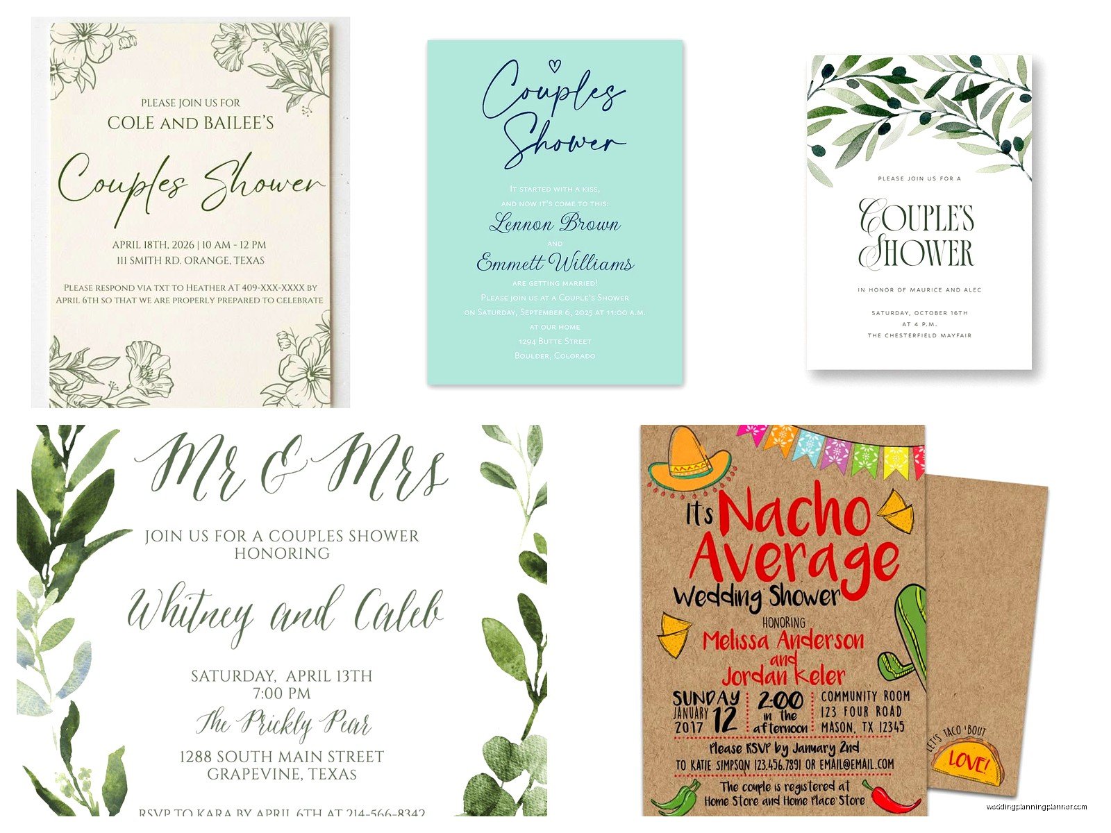 Couples Bridal Shower Invitations: Co-Ed Party Designs