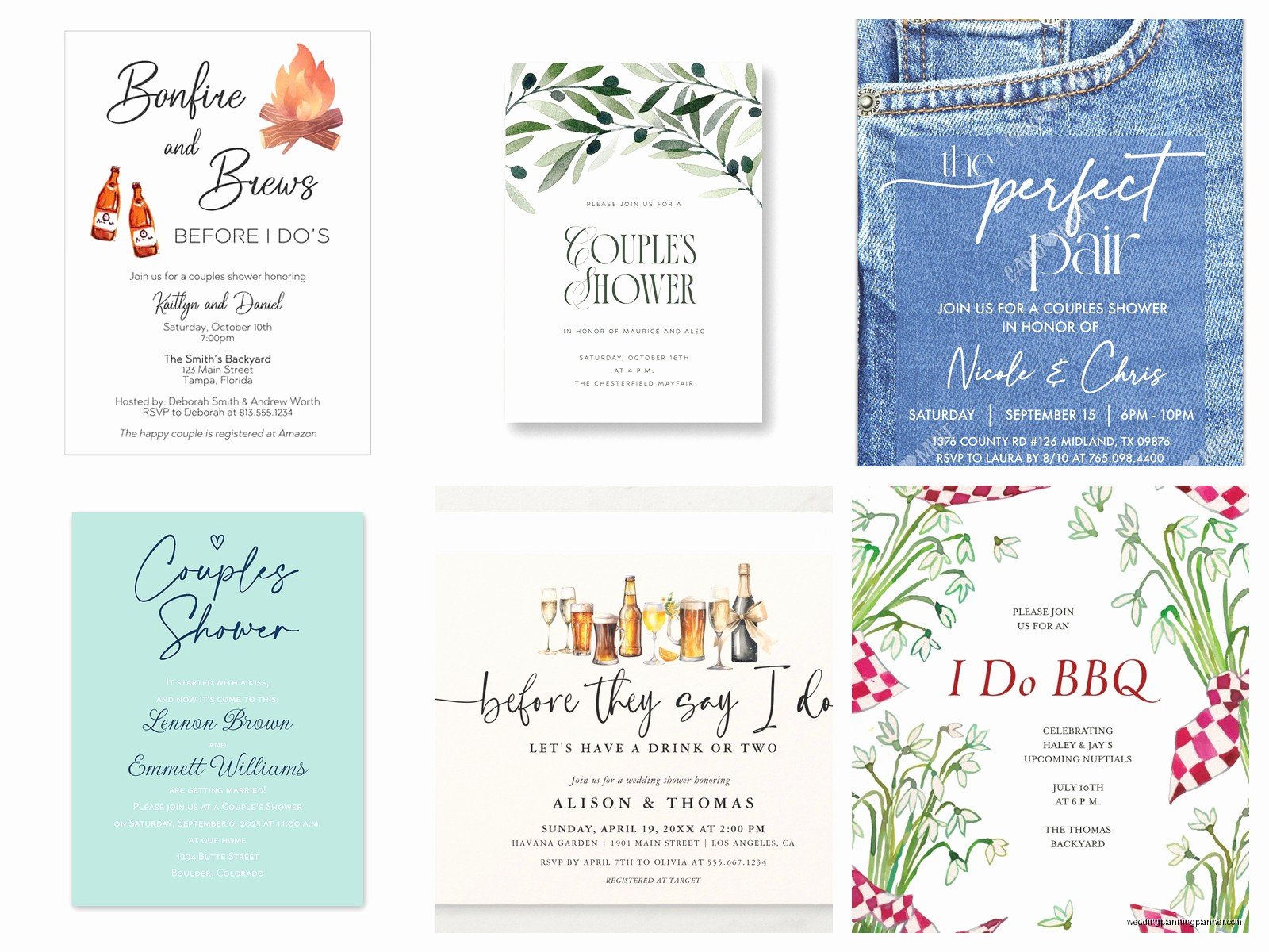 Couples Bridal Shower Invitations: Co-Ed Party Designs