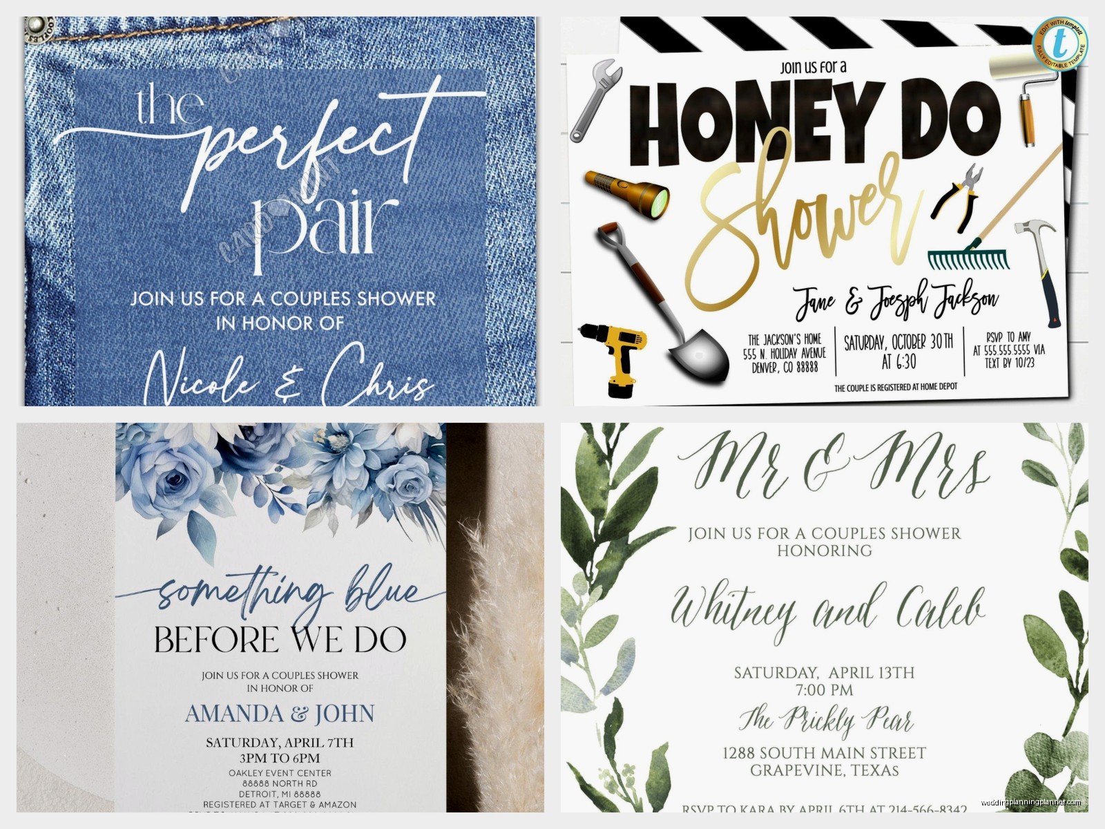 Couples Wedding Shower Invitations: Co-Ed Party Designs