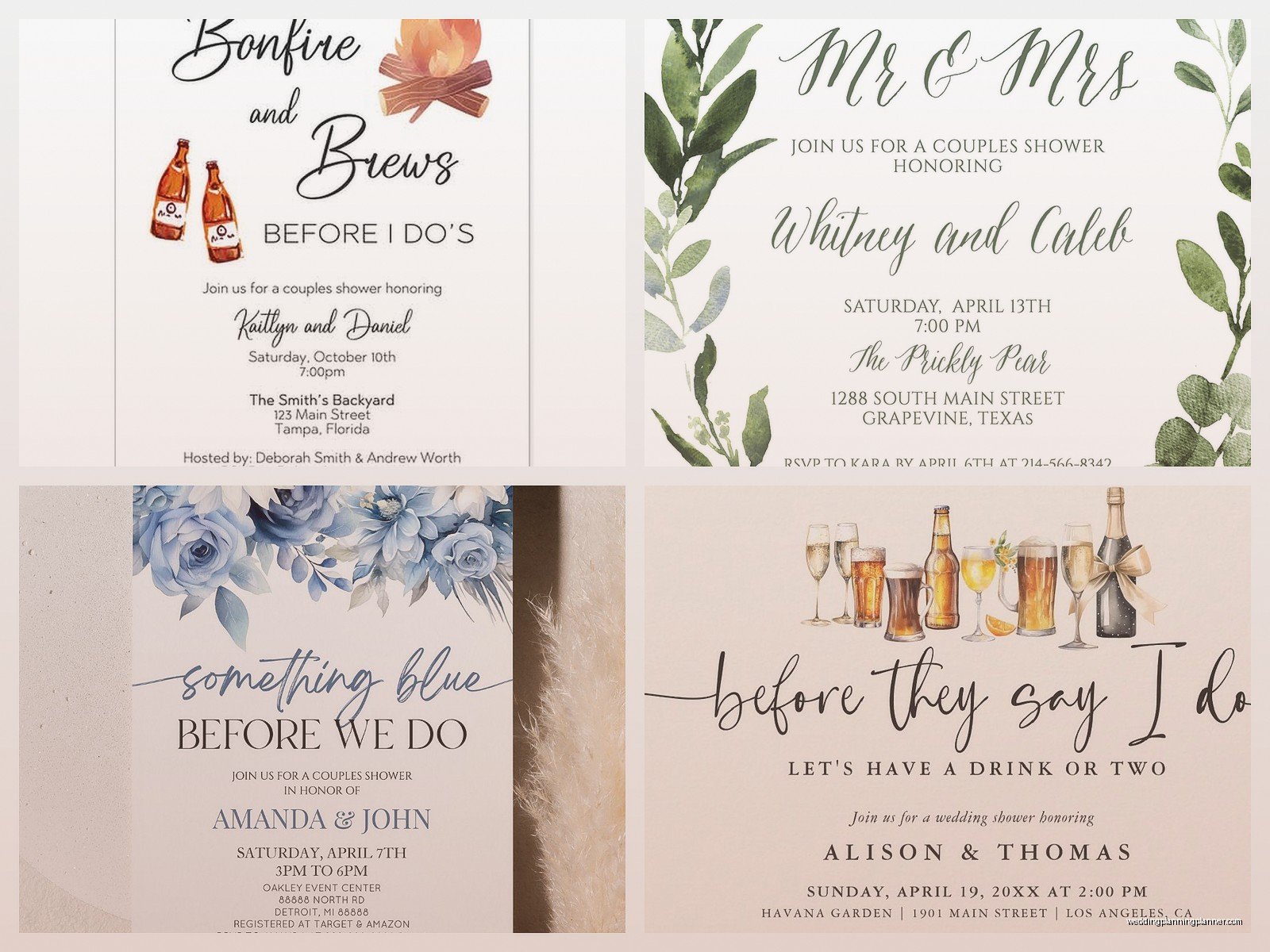 Couples Wedding Shower Invitations: Co-Ed Party Designs