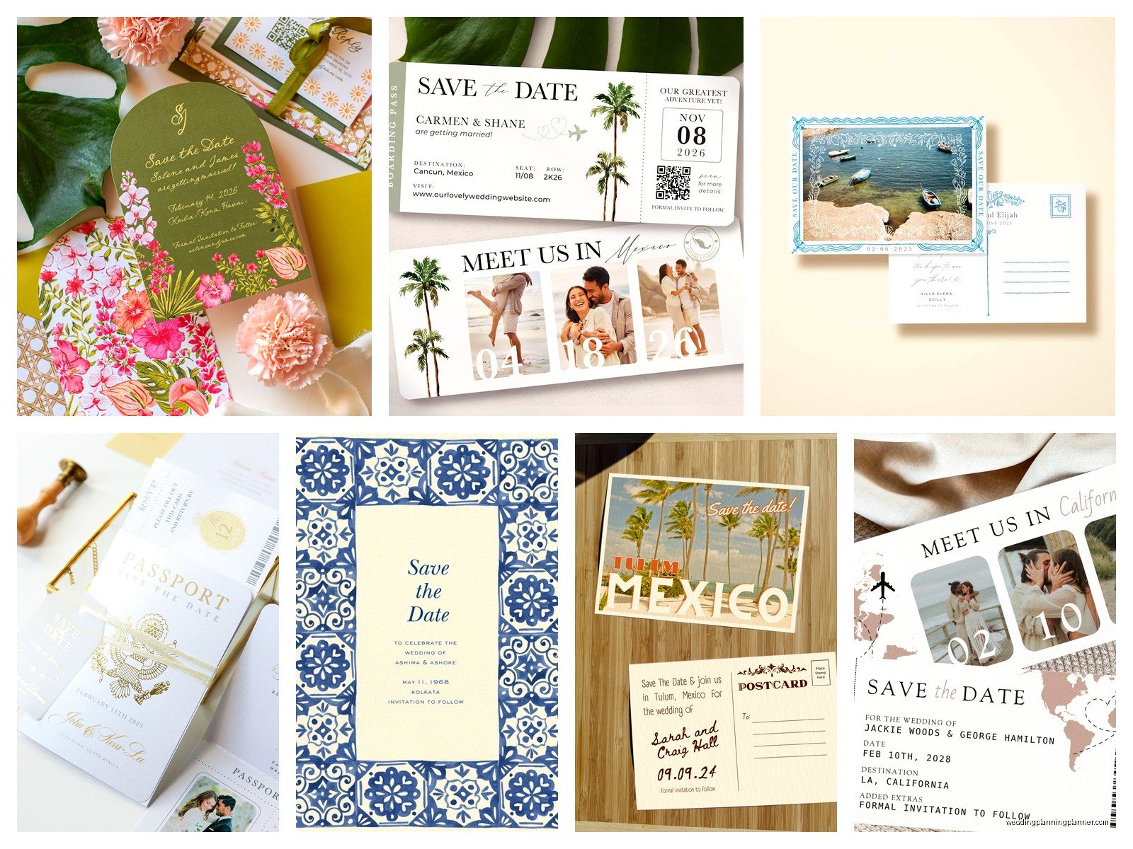 Destination Wedding Save the Date: Travel Theme Announcements