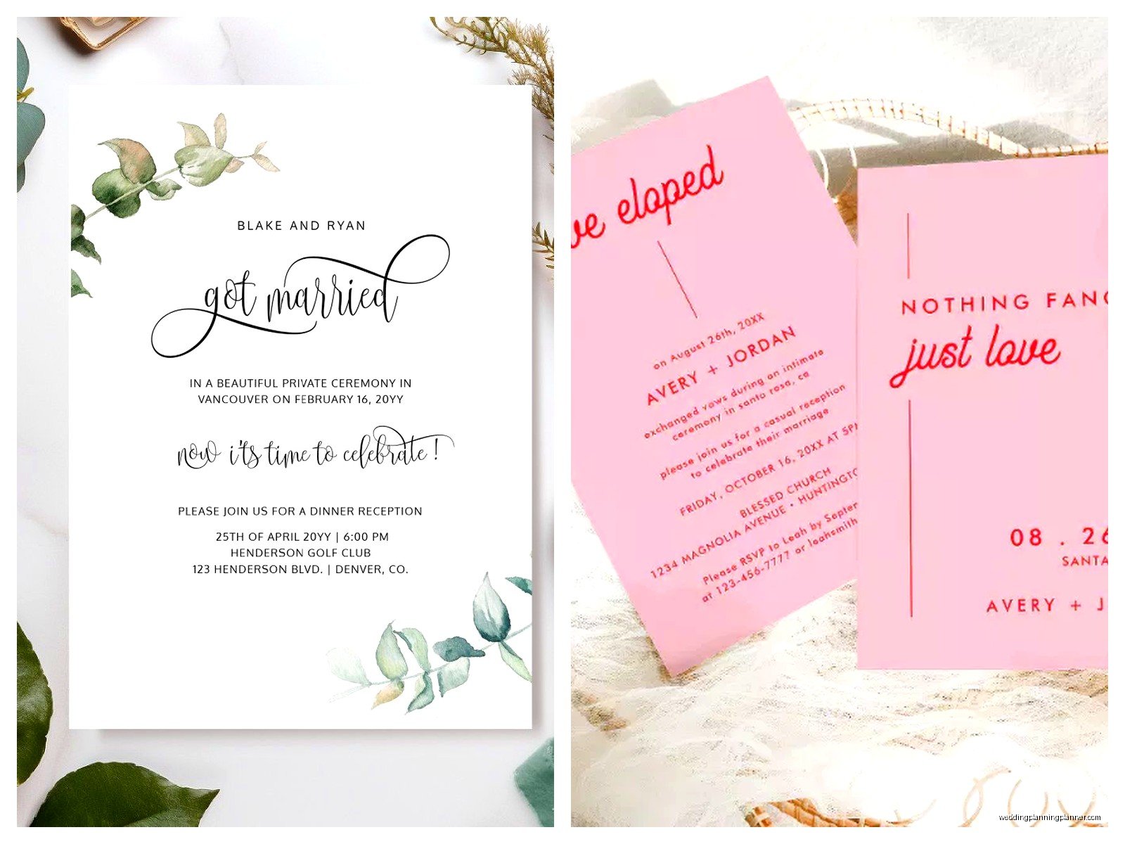 Elopement Reception Invitation: Post-Elopement Party Cards
