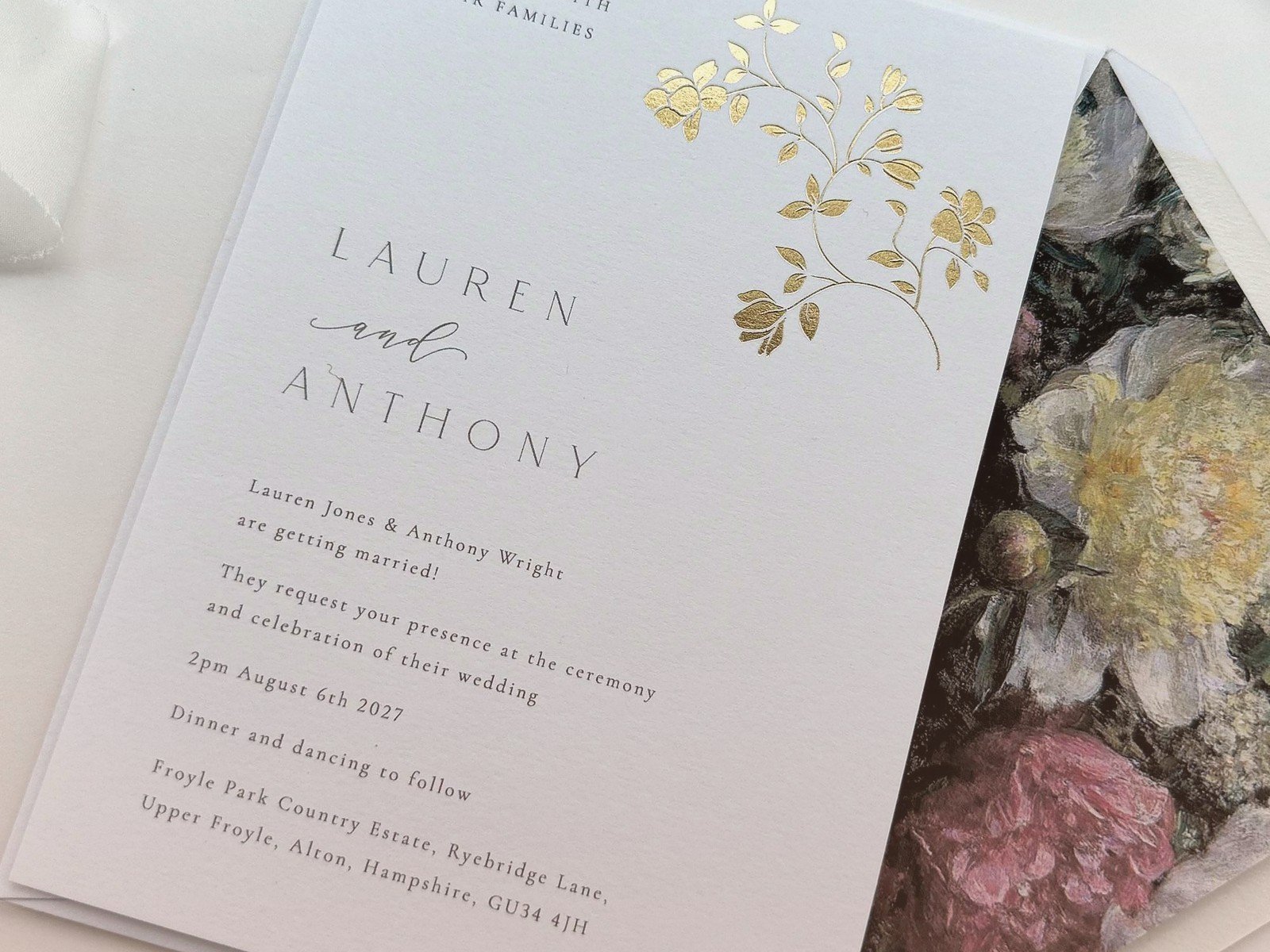 Foil Invitations: Metallic Stamped Pressed Designs