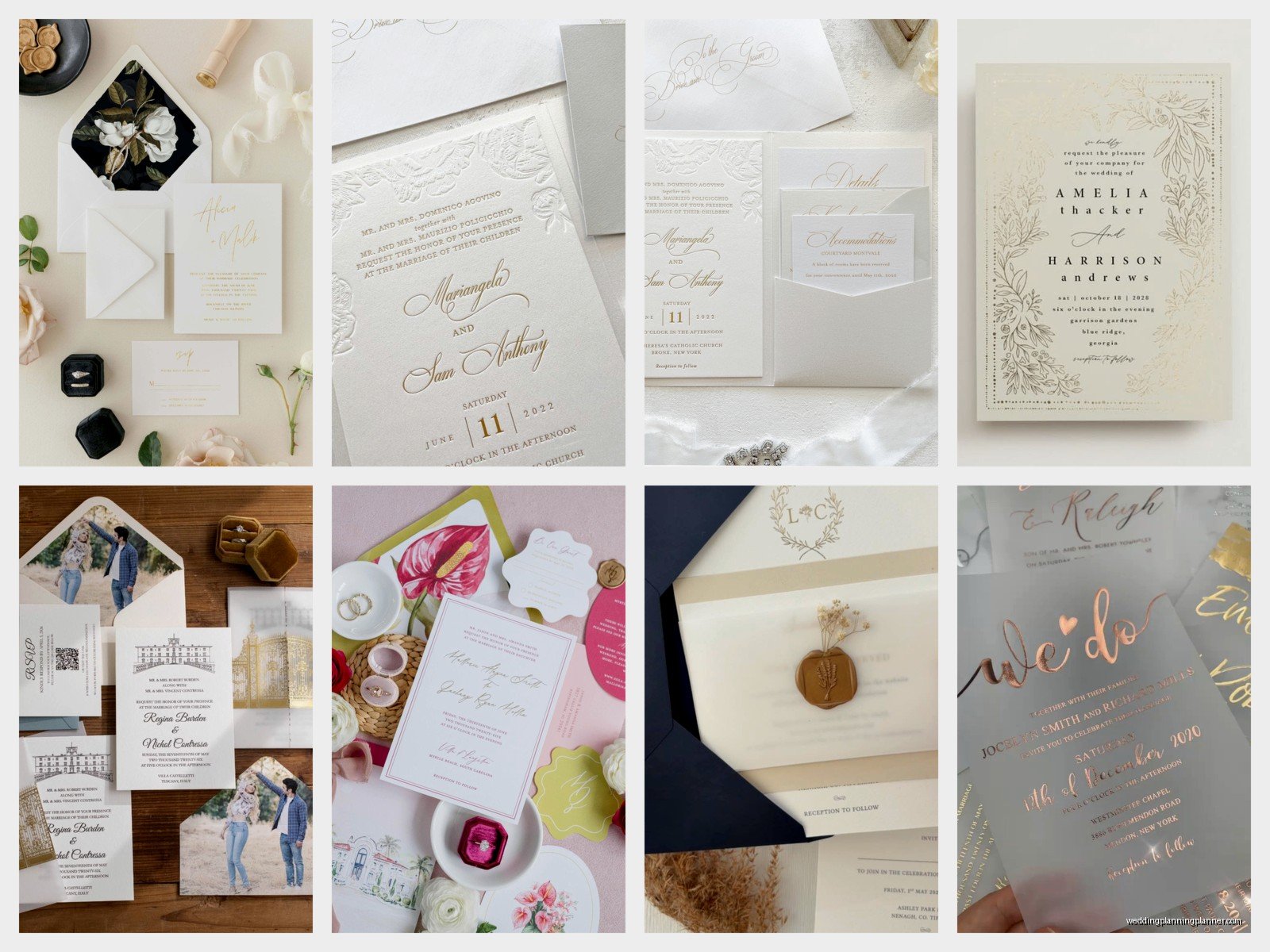 Foil Pressed Wedding Invitations: Metallic Stamped Technique