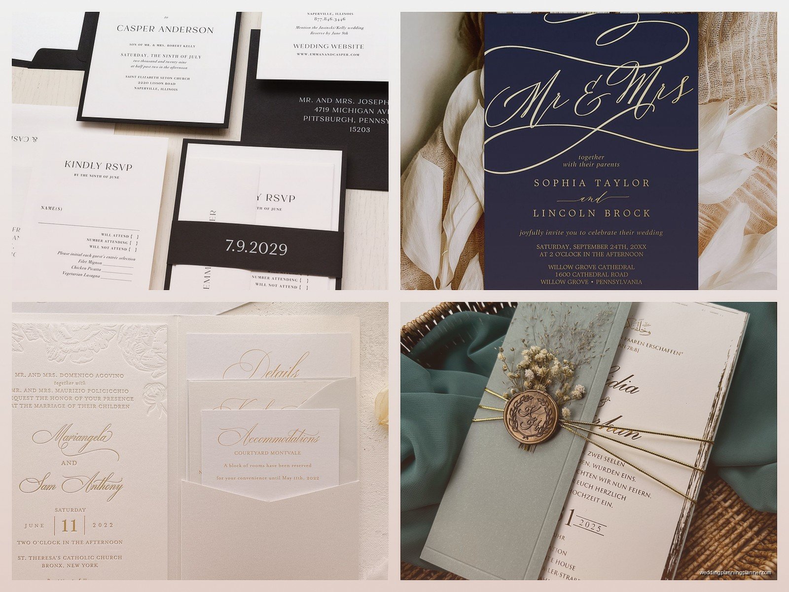 Foil Wedding Invitations: Metallic Stamped Designs