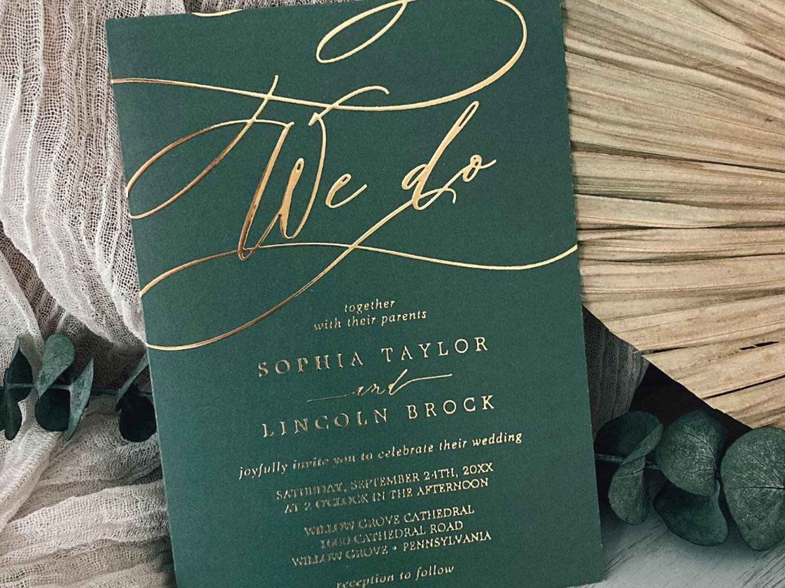 Gold Foil Wedding Invitations: Metallic Pressed Designs