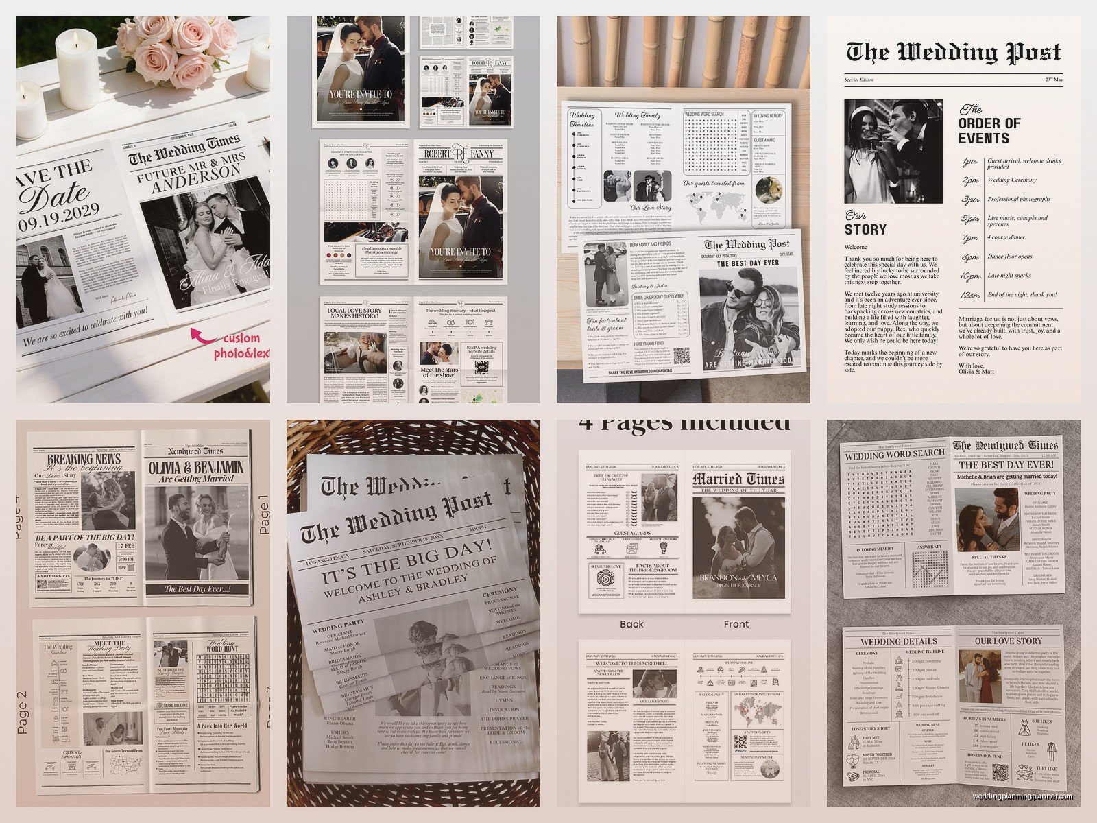 Newspaper Wedding Program: Vintage News-Style Designs