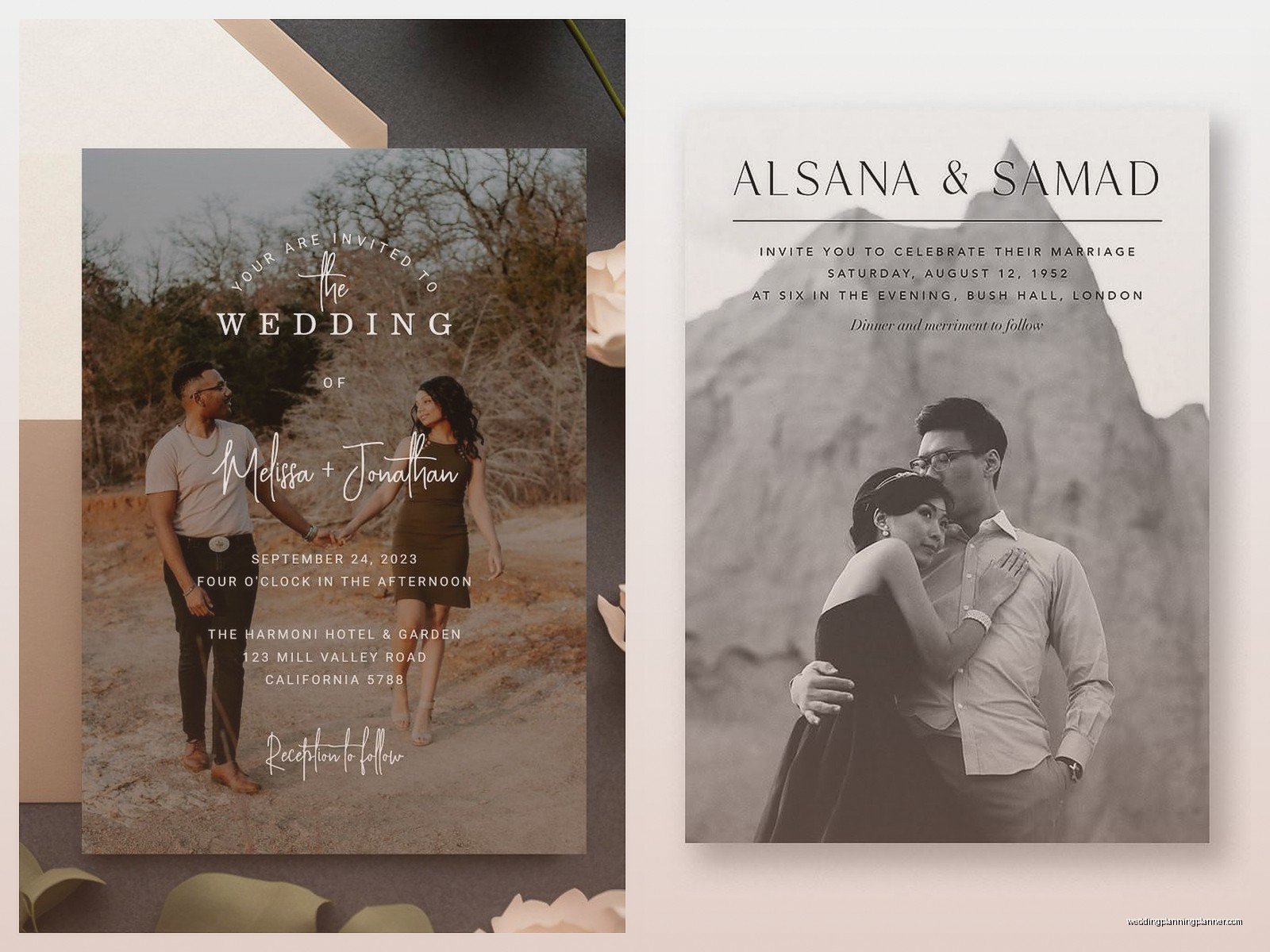 Photo Wedding Invitations: Custom Picture Card Designs