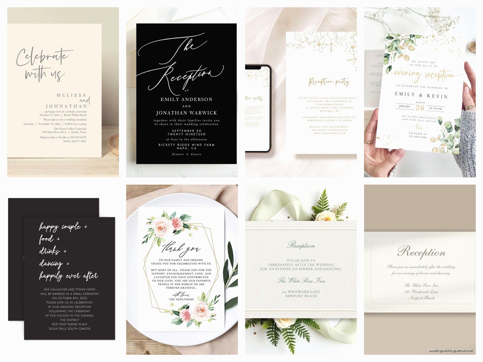 Reception Cards for Wedding: Party Details Insert Cards