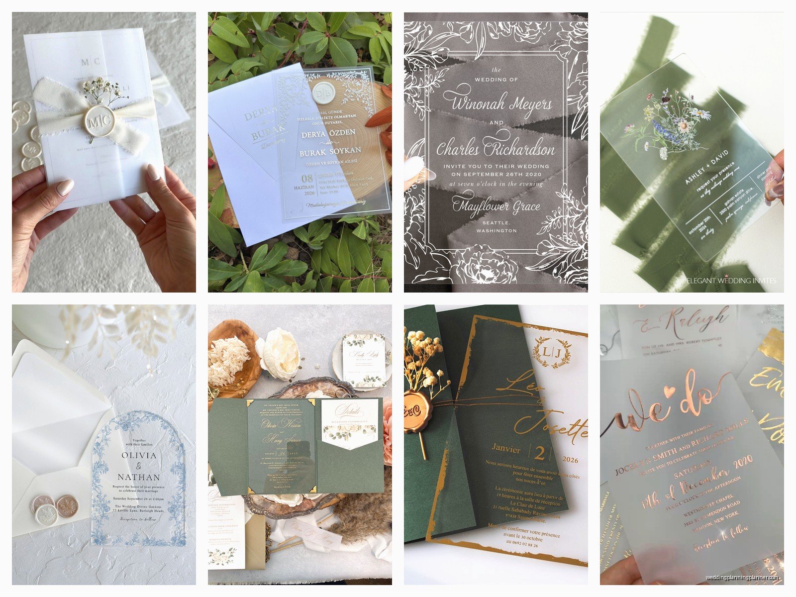 Transparent Wedding Invitations: Clear Acrylic Modern Designs