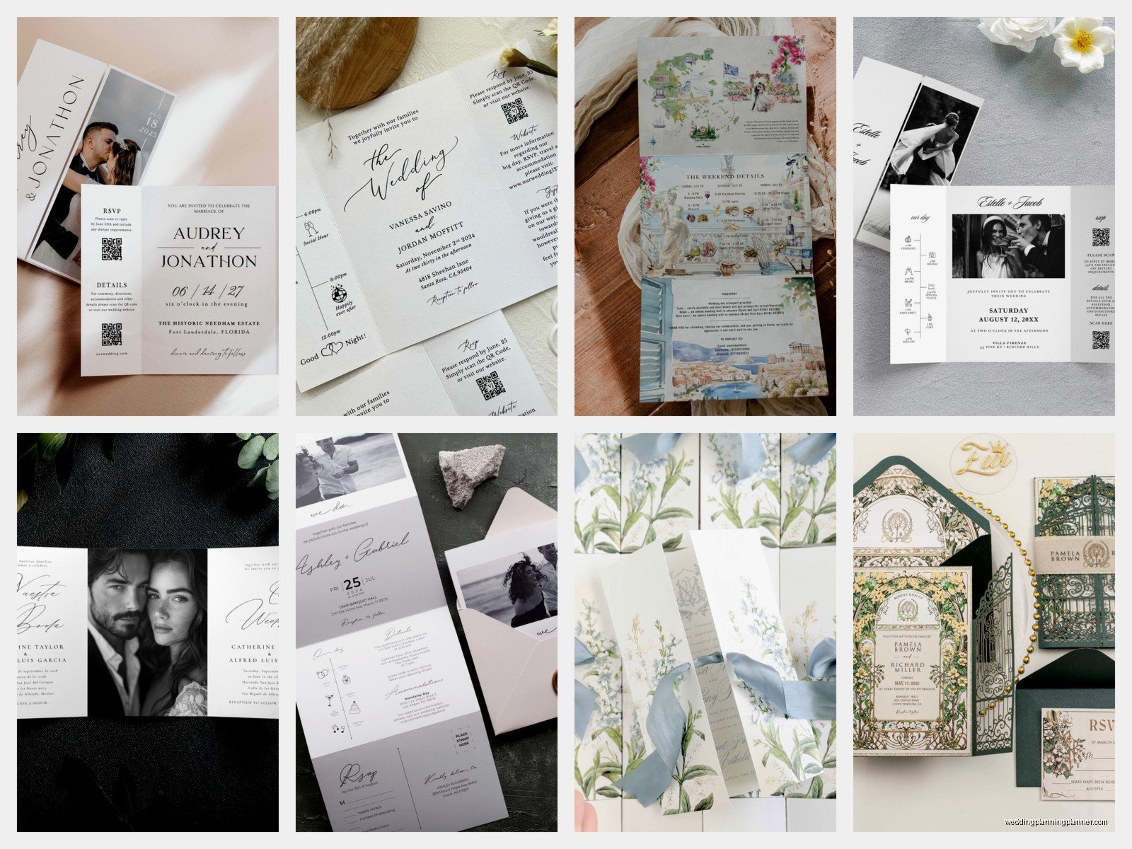 Trifold Wedding Invitations: Three-Panel Folded Designs