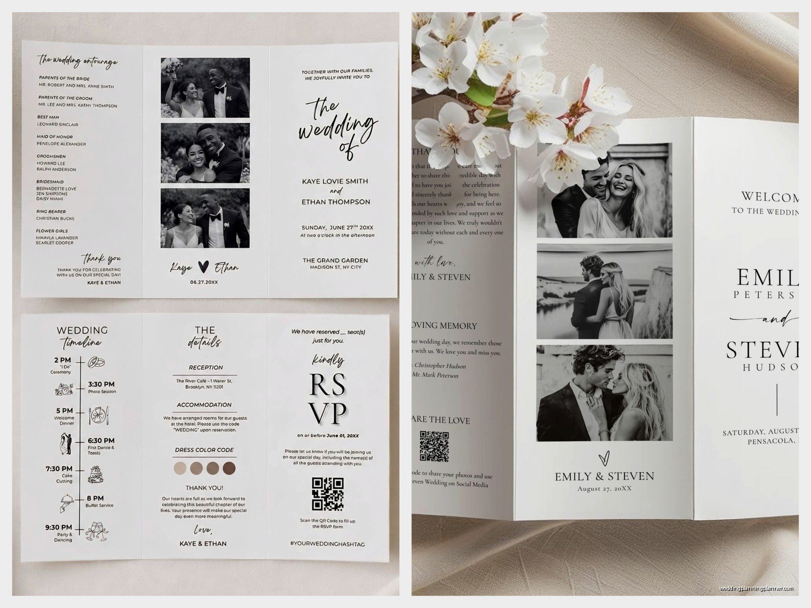 Trifold Wedding Program: Three-Panel Ceremony Order