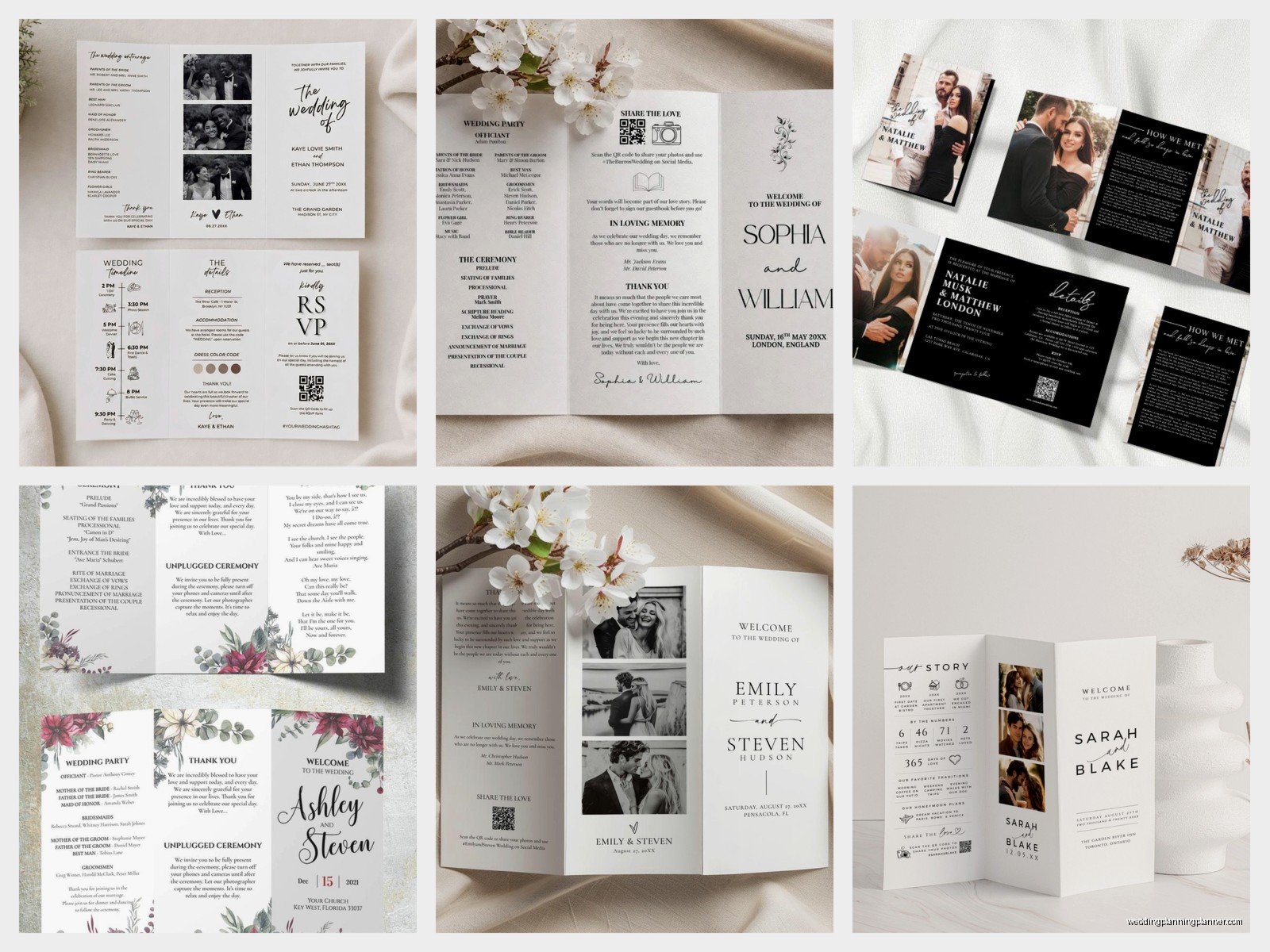 Trifold Wedding Program: Three-Panel Ceremony Order