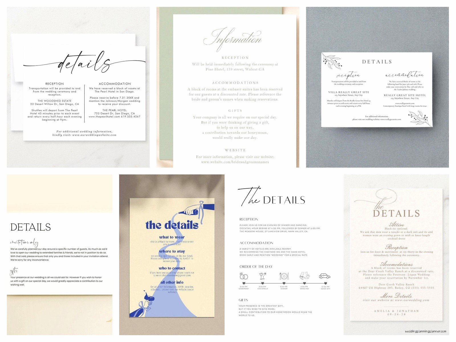 Wedding Details Card: Accommodation & Direction Inserts