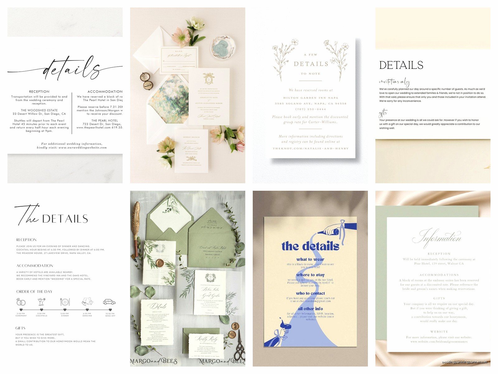 Wedding Details Card: Accommodation & Direction Inserts