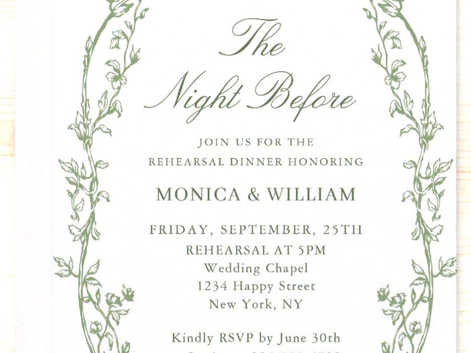 Wedding Rehearsal Dinner Invitations: Pre-Ceremony Party Cards