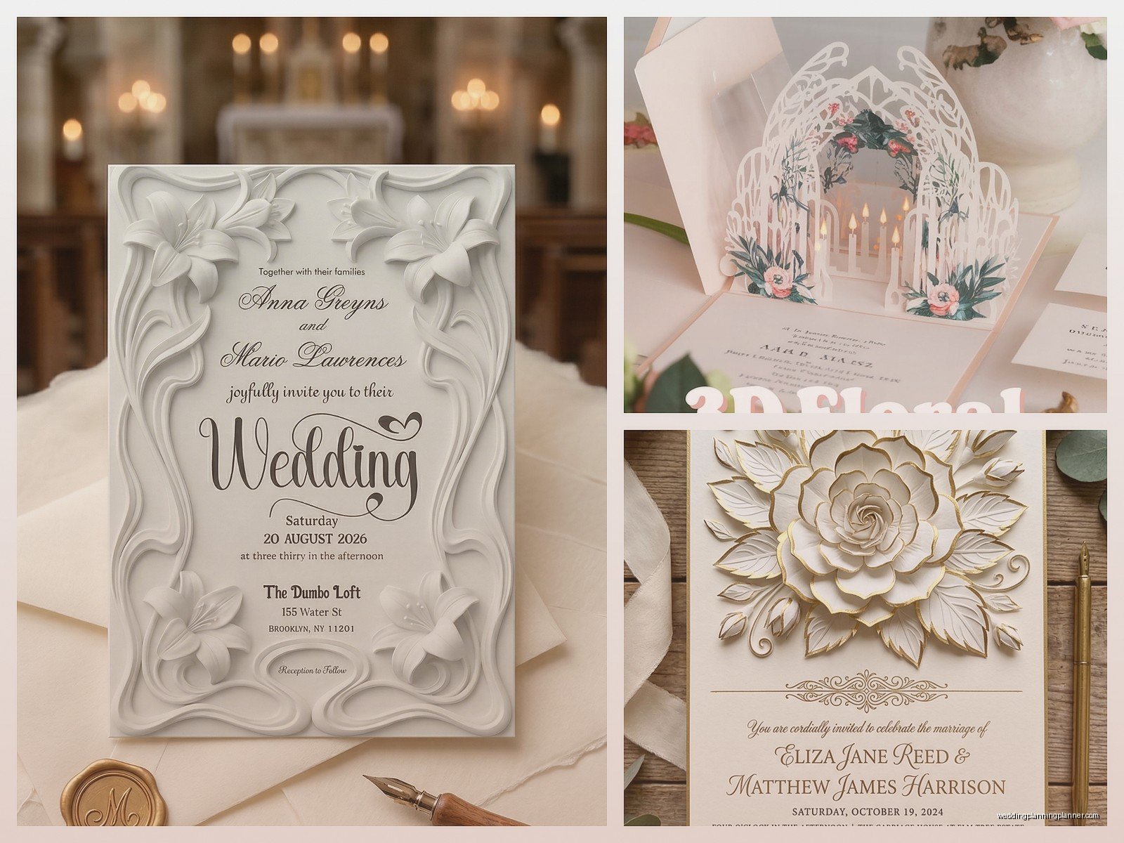 3D Wedding Invitations: Pop-Up Dimensional Designs