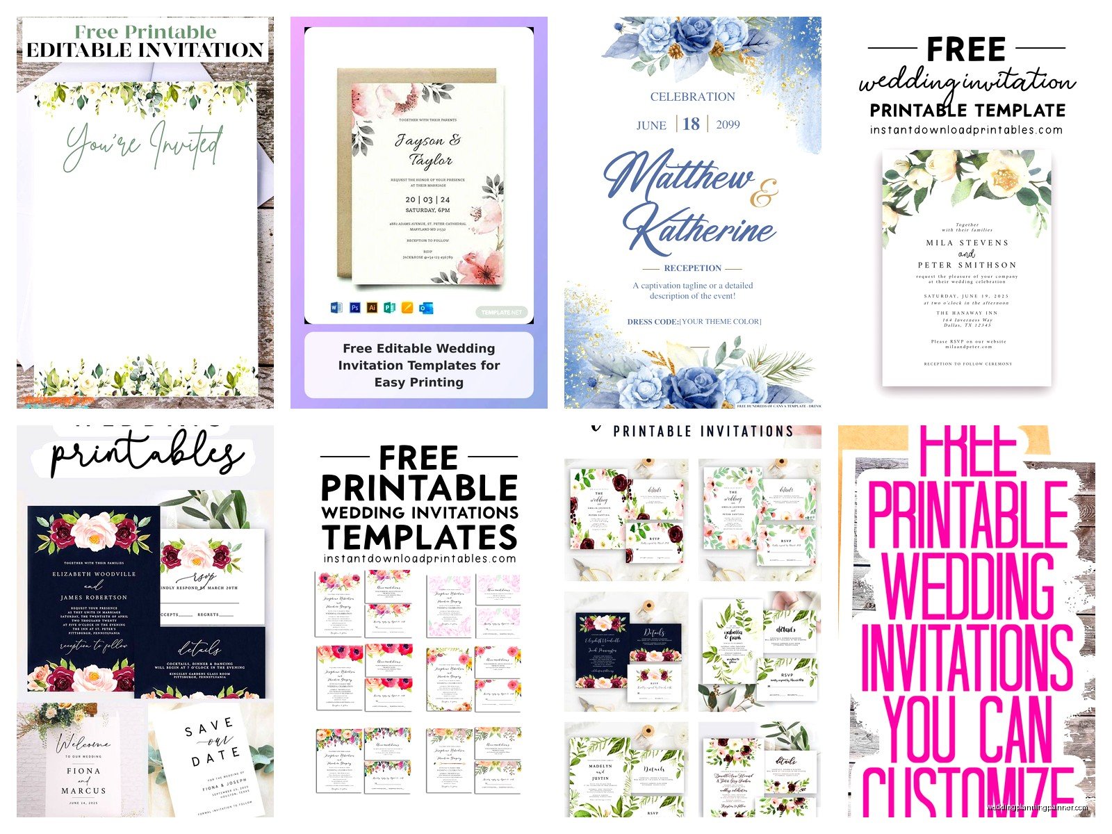 Free Printable Wedding Invitations: Download & Print Templates