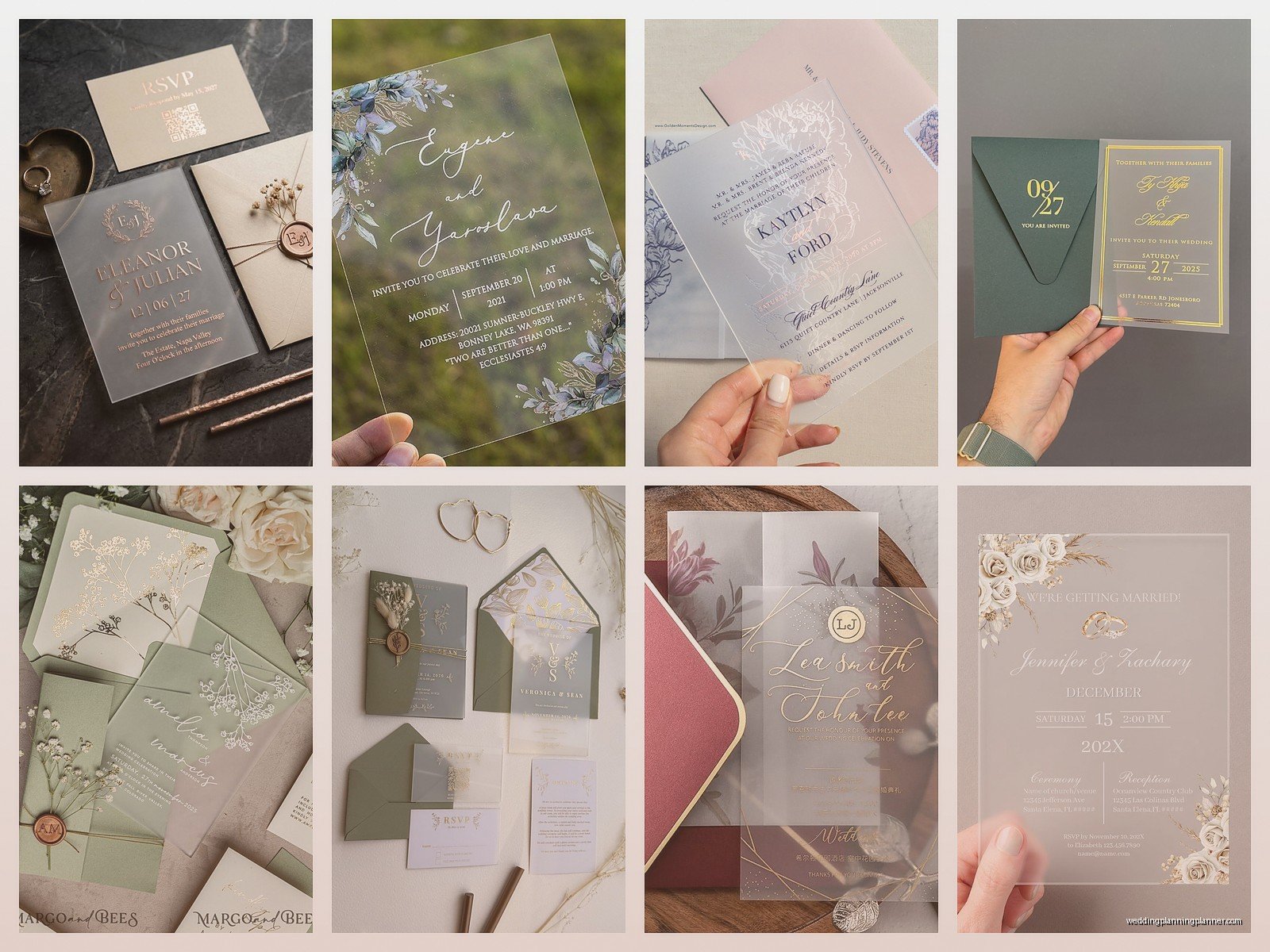 Frosted Acrylic Wedding Invitations: Matte Clear Modern