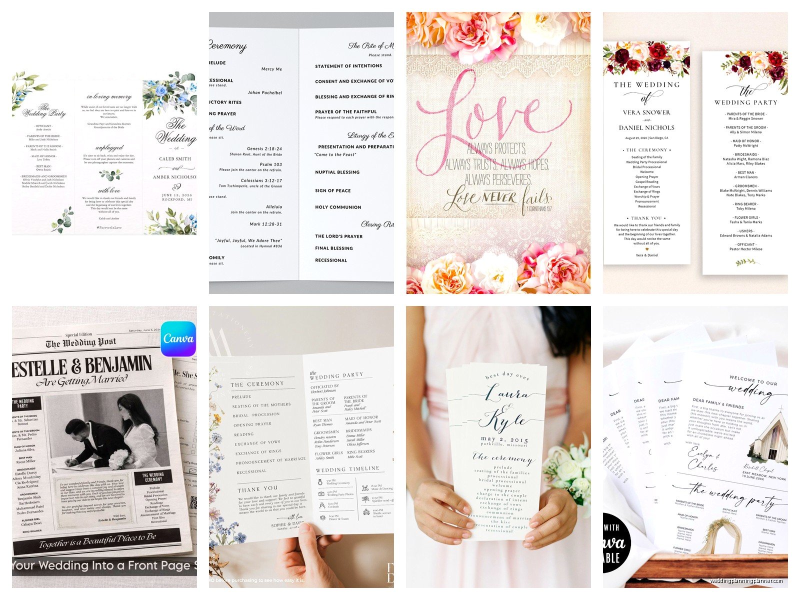 Wedding Bulletin: Ceremony Program Church Order