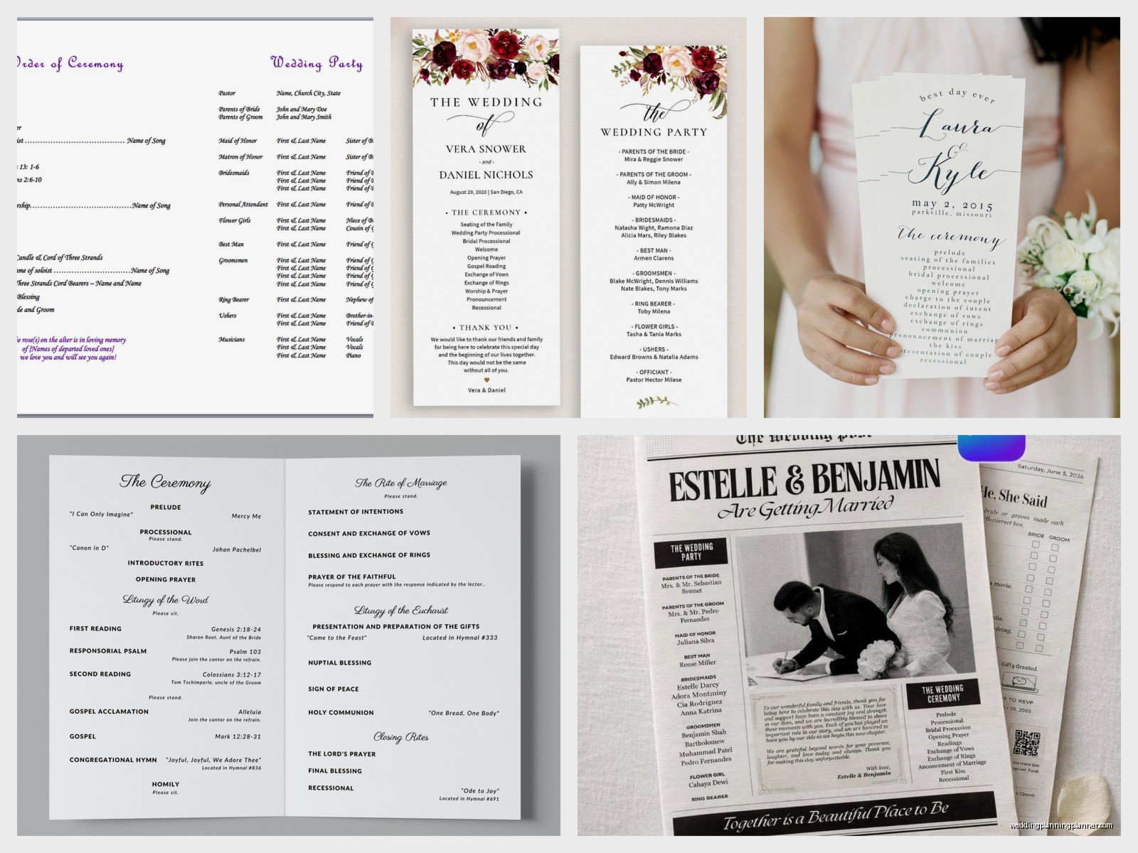 Wedding Bulletin: Ceremony Program Church Order