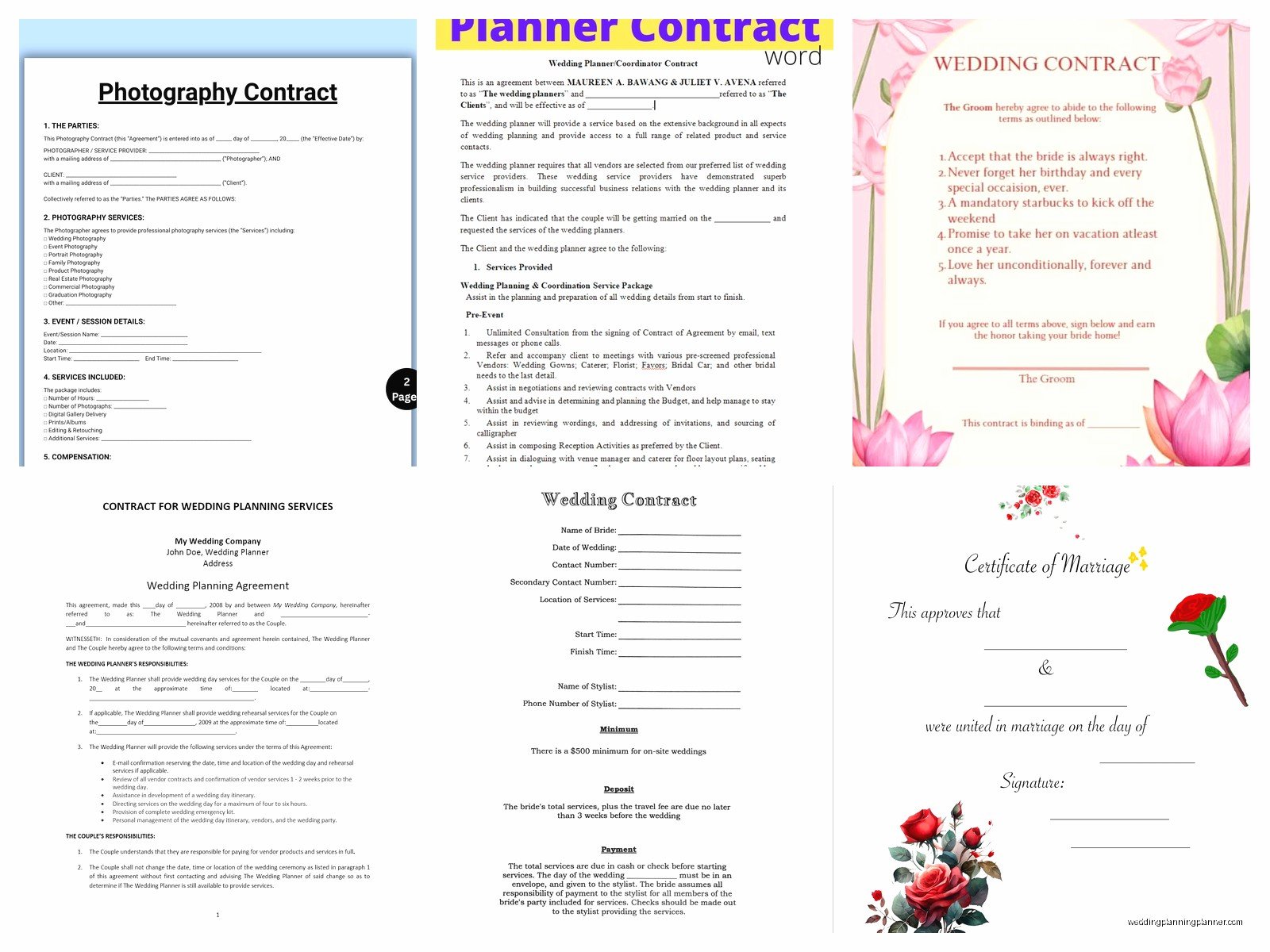Wedding Contract Template: Vendor Agreement Downloads