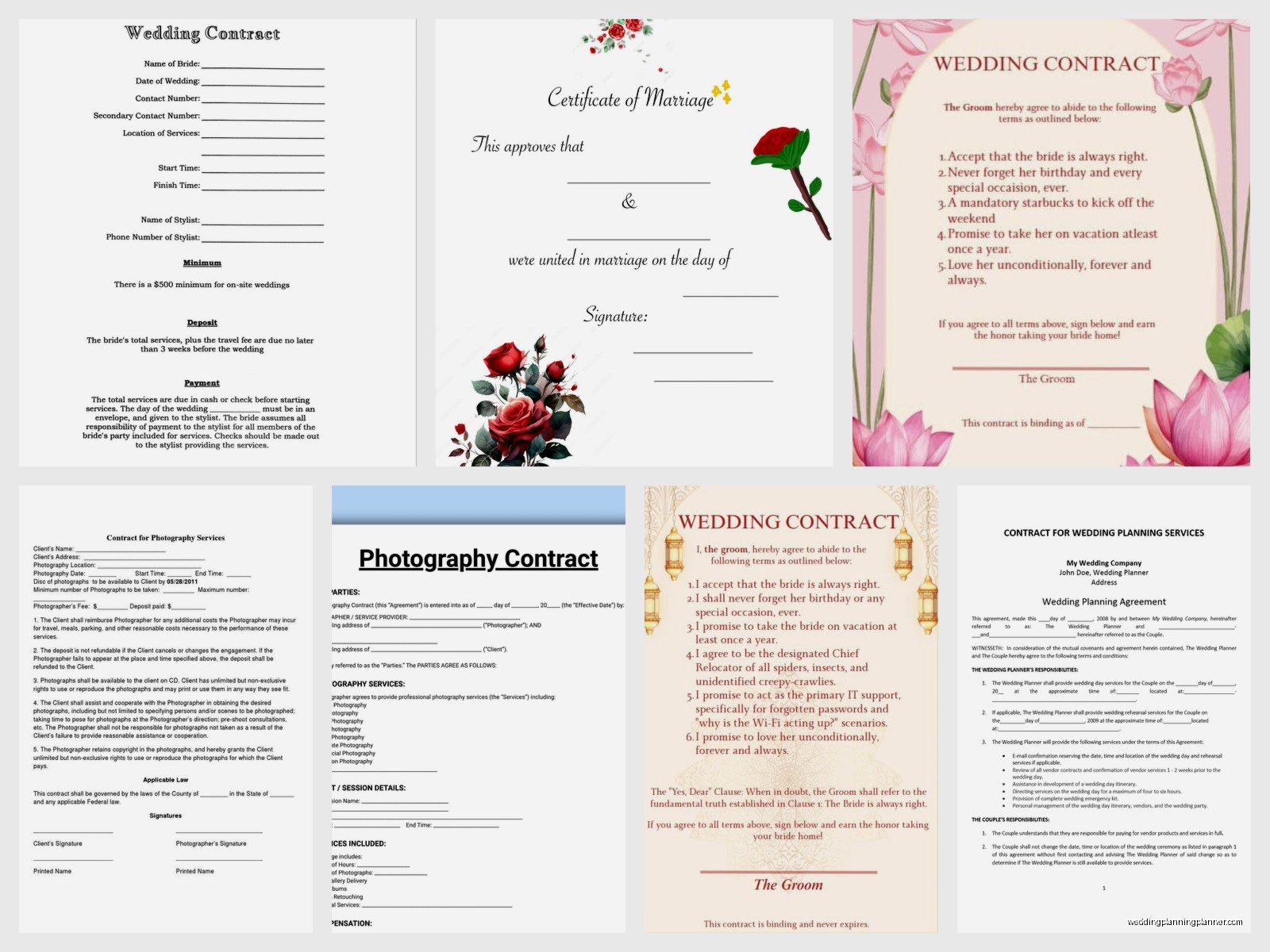 Wedding Contract Template: Vendor Agreement Downloads