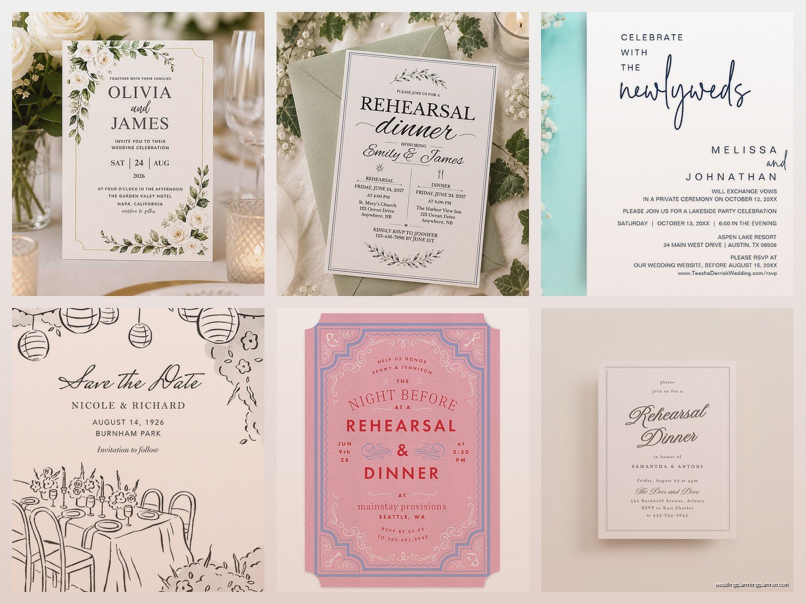 Wedding Dinner Invitation: Reception Meal Cards