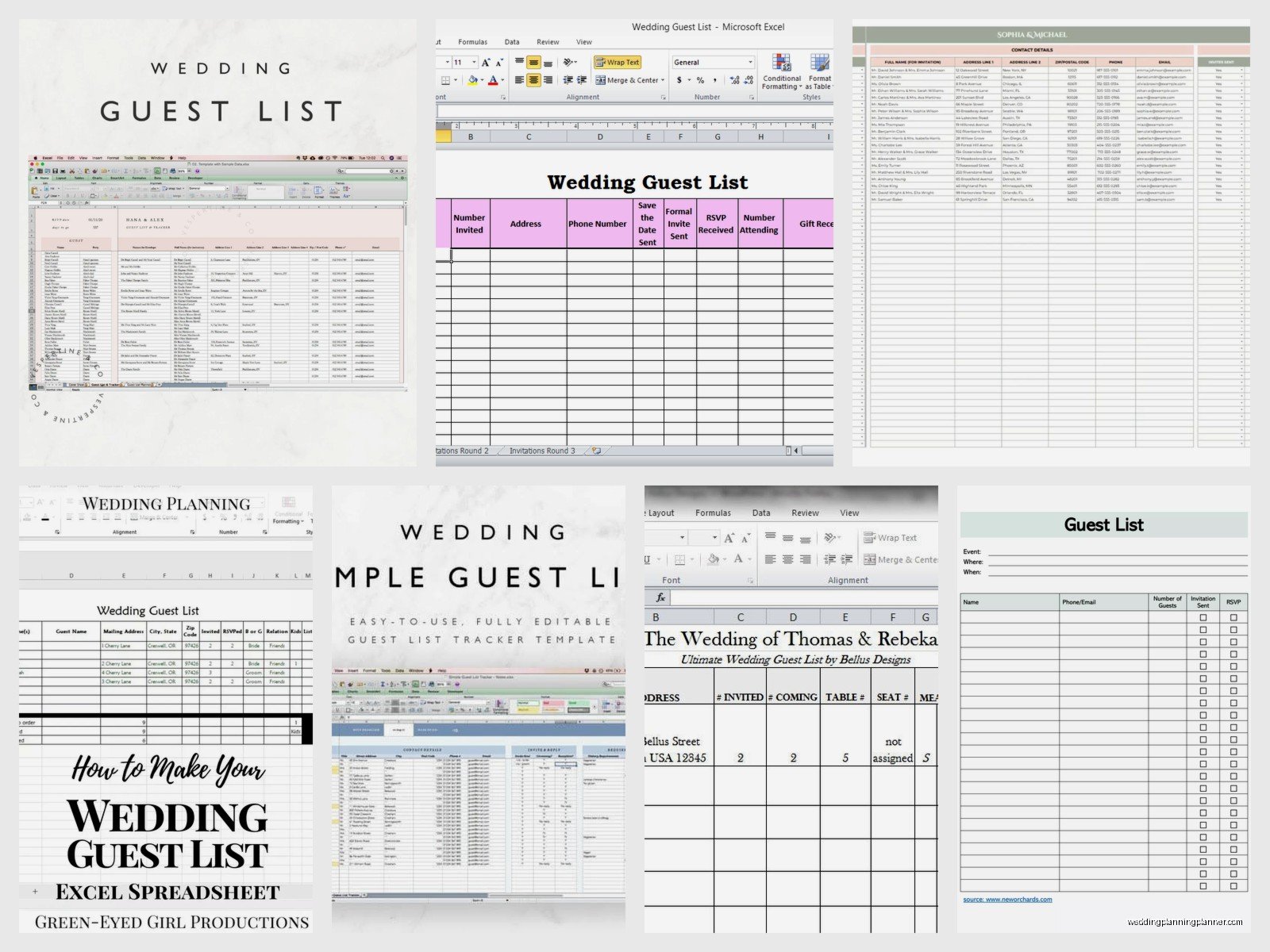 Wedding Guest List Excel Template: Spreadsheet Downloads
