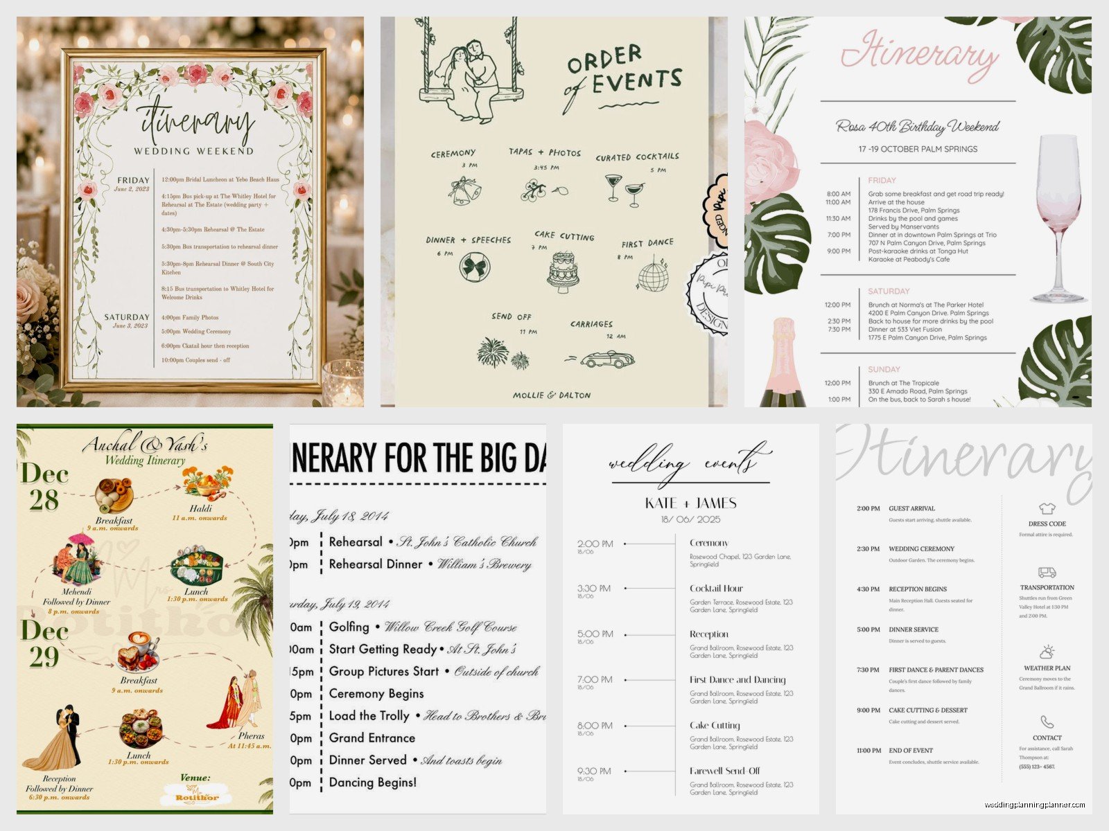Wedding Itinerary Template: Weekend Schedule Downloads