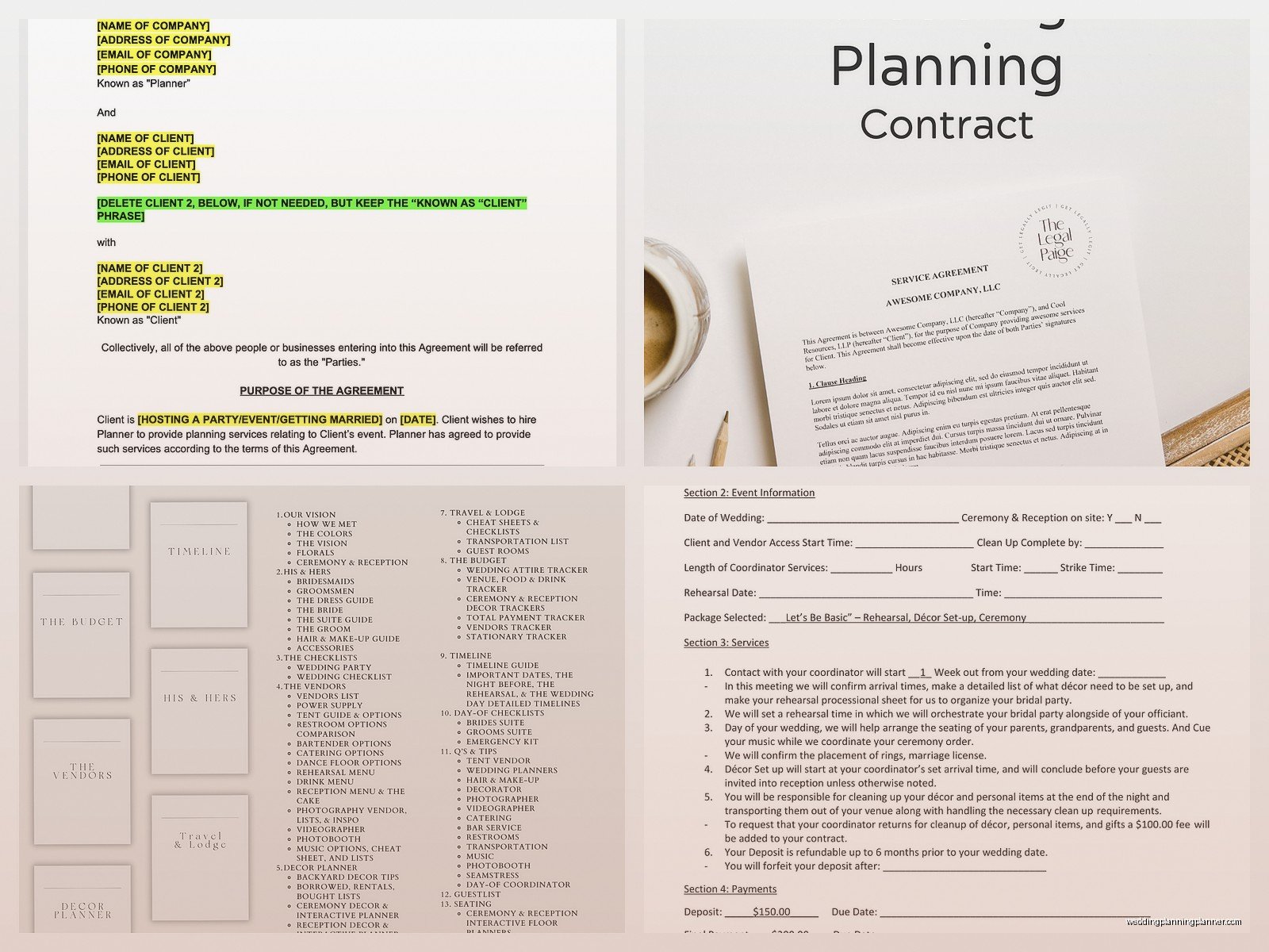 Wedding Planner Contract: Service Agreement Template