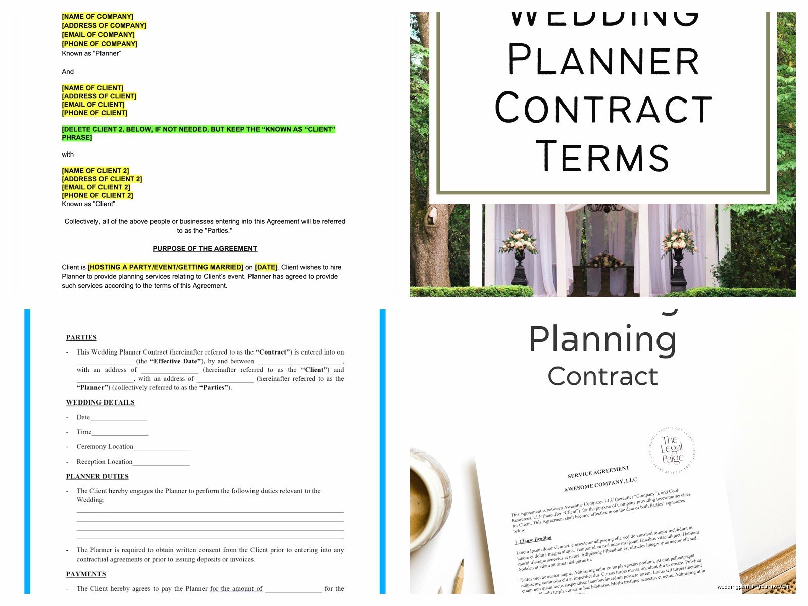 Wedding Planner Contract: Service Agreement Template