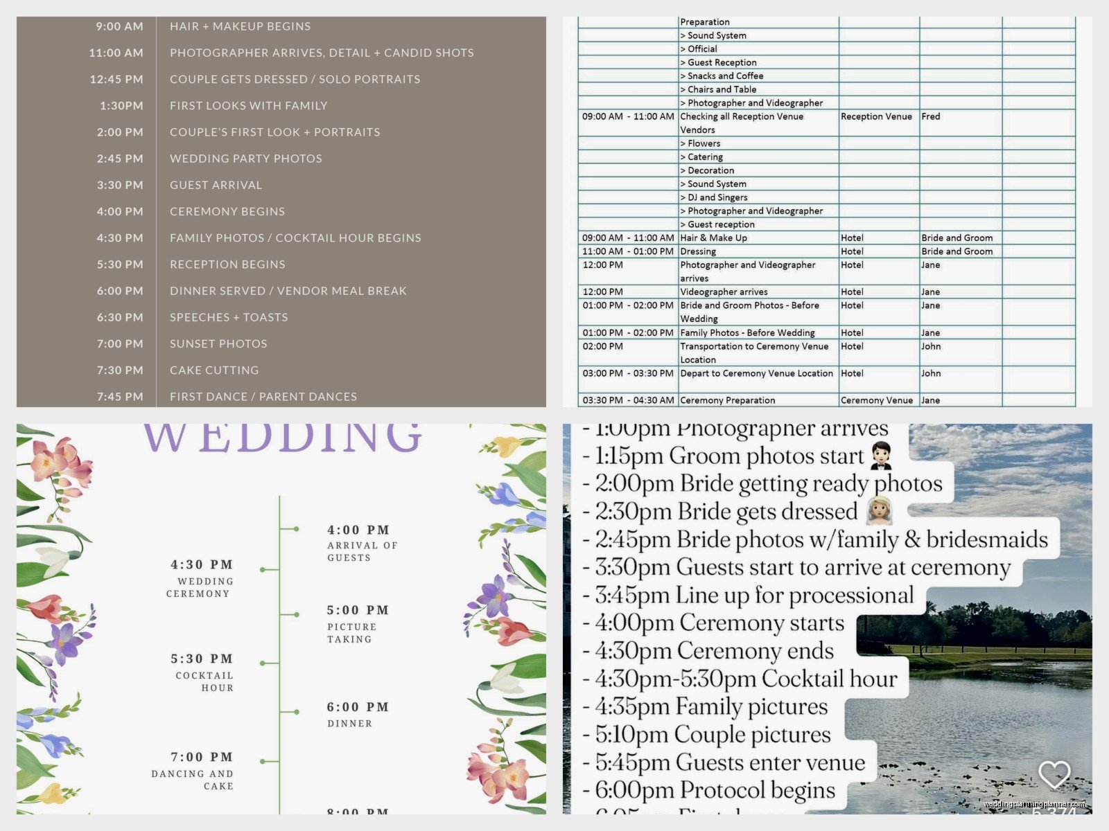 Wedding Schedule Template: Day Timeline Downloads