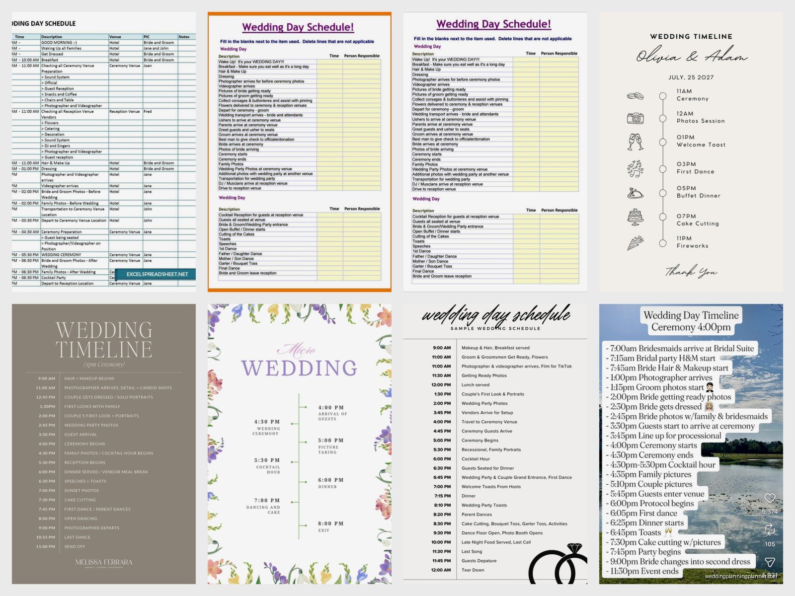 Wedding Schedule Template: Day Timeline Downloads