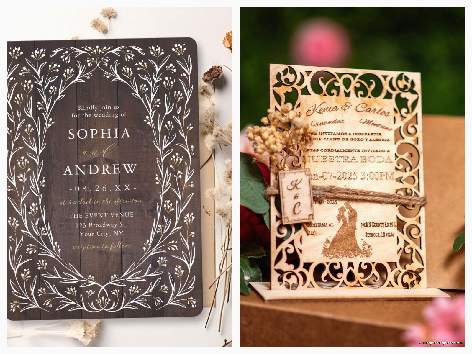 Wood Wedding Invitations: Natural Rustic Material