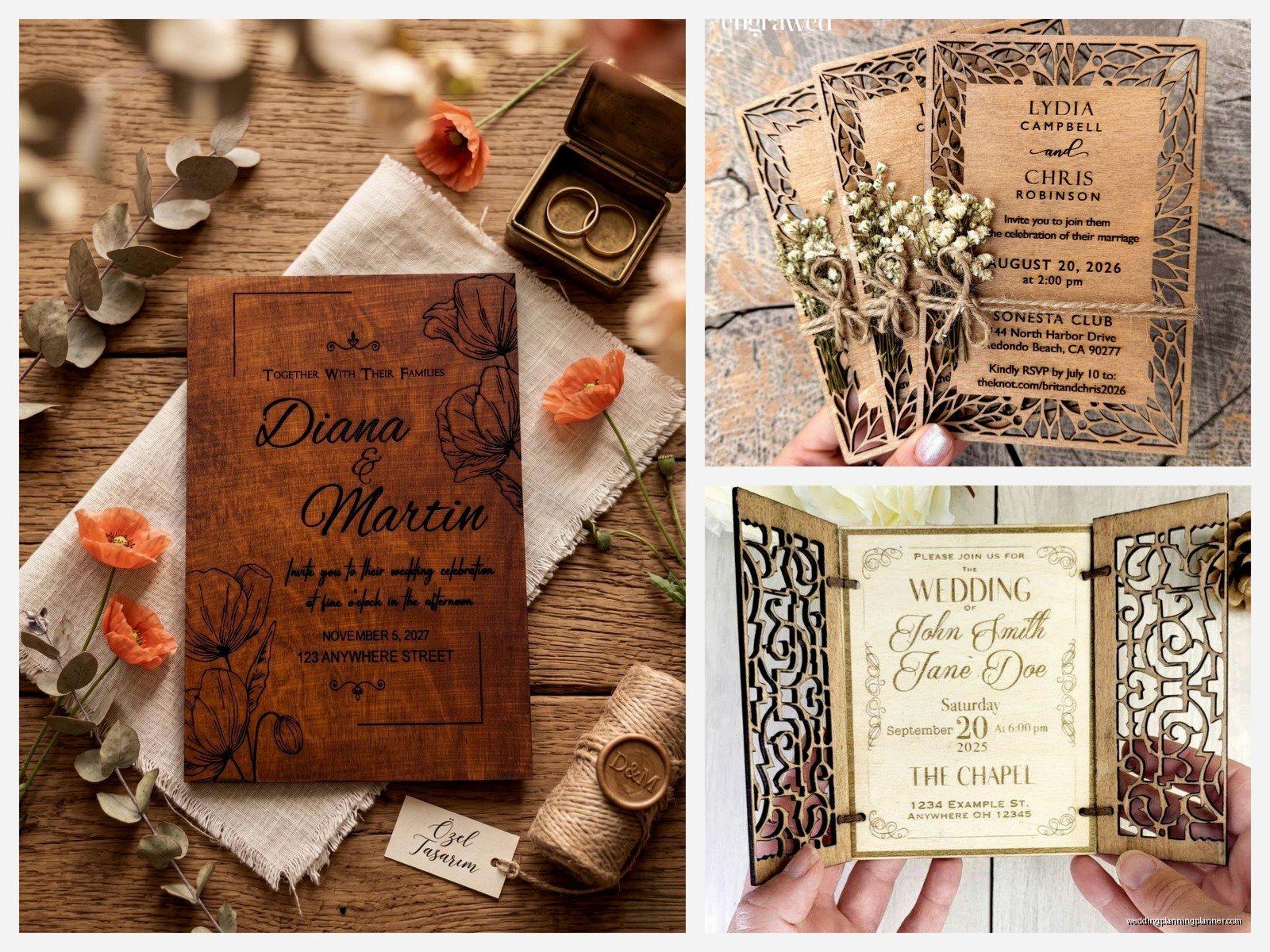 Wood Wedding Invitations: Natural Rustic Material