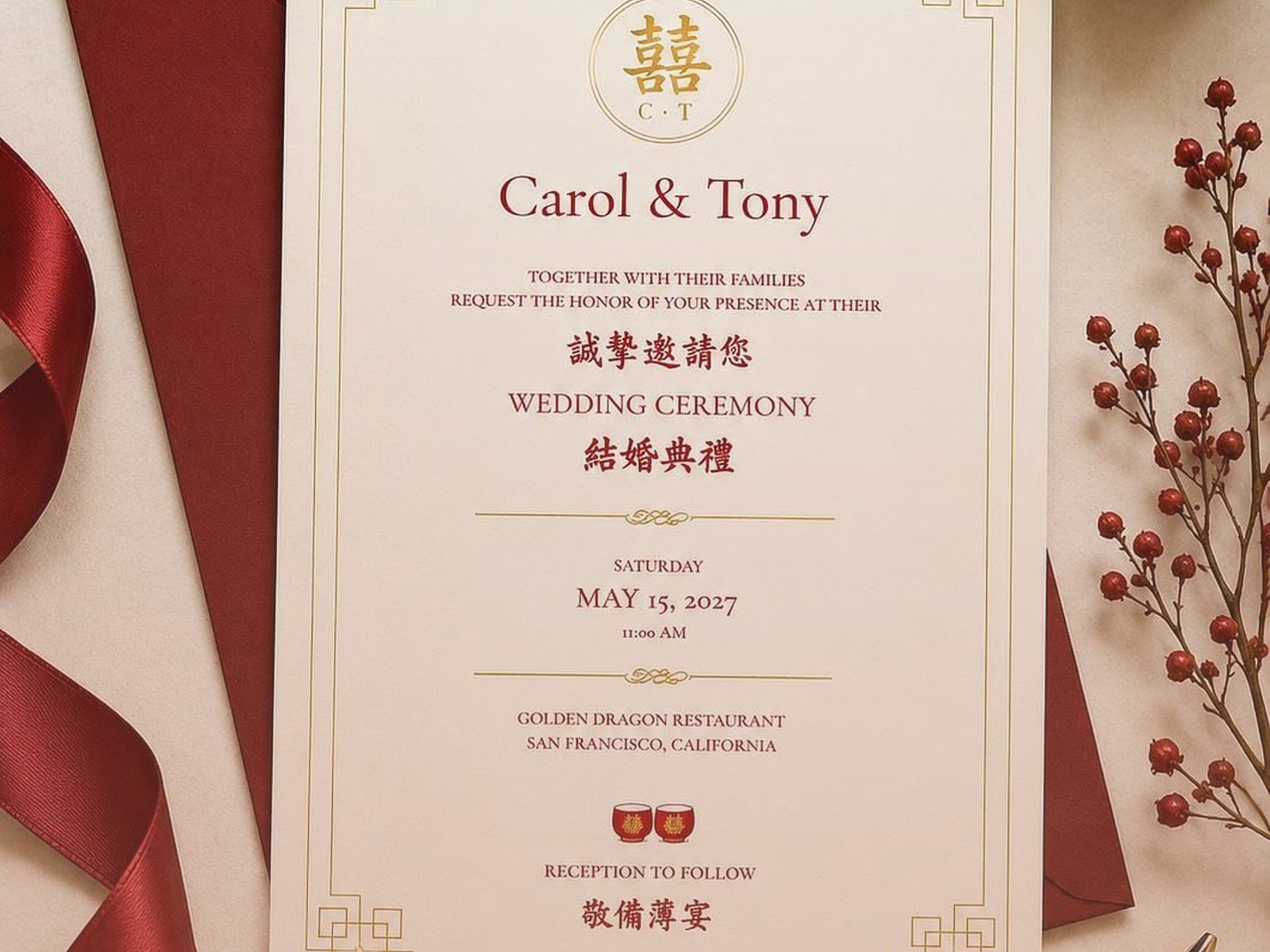 Chinese Wedding Invitation Template: Cultural Downloads