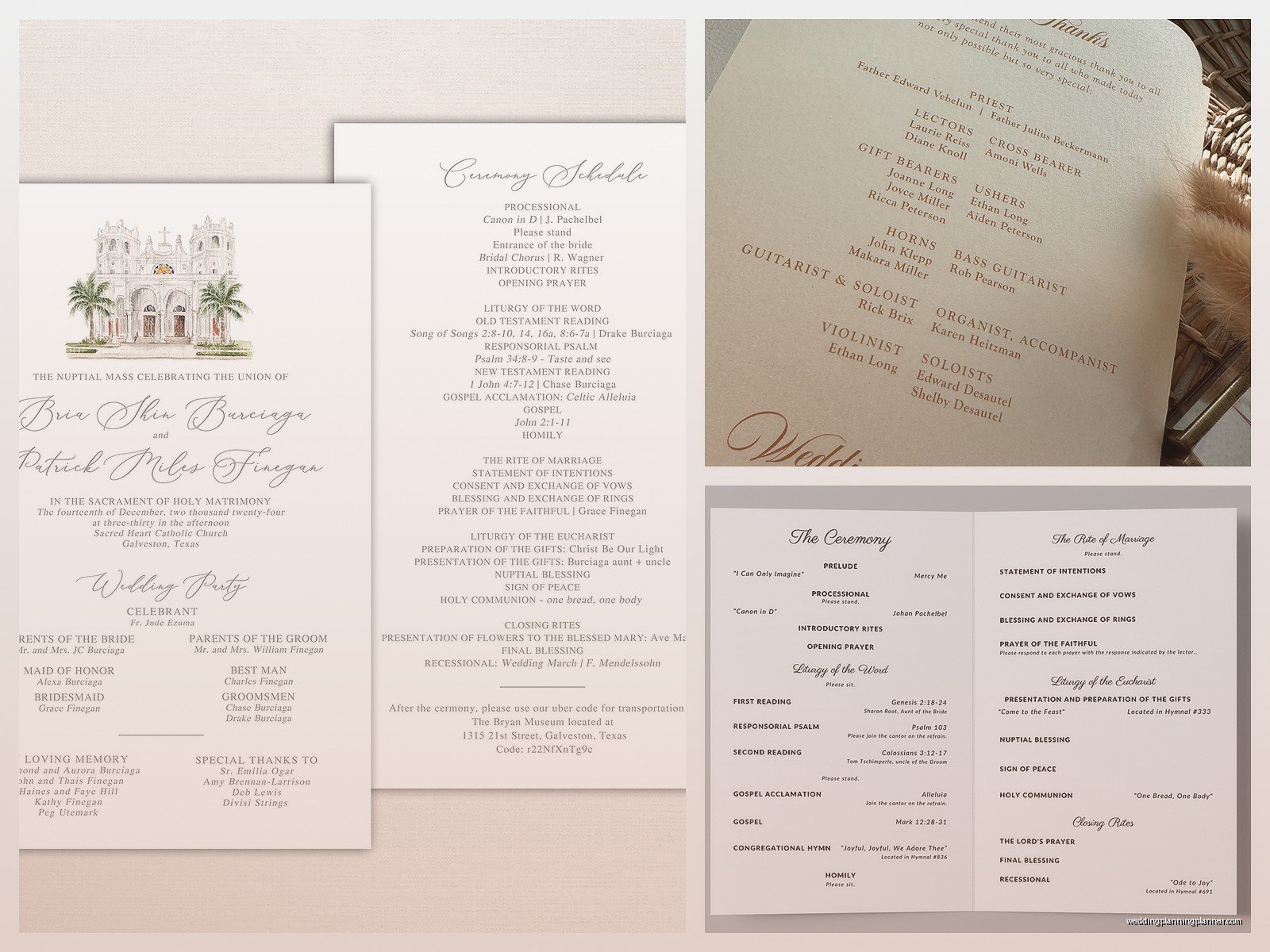 Church Wedding Program Template: Religious Service Order