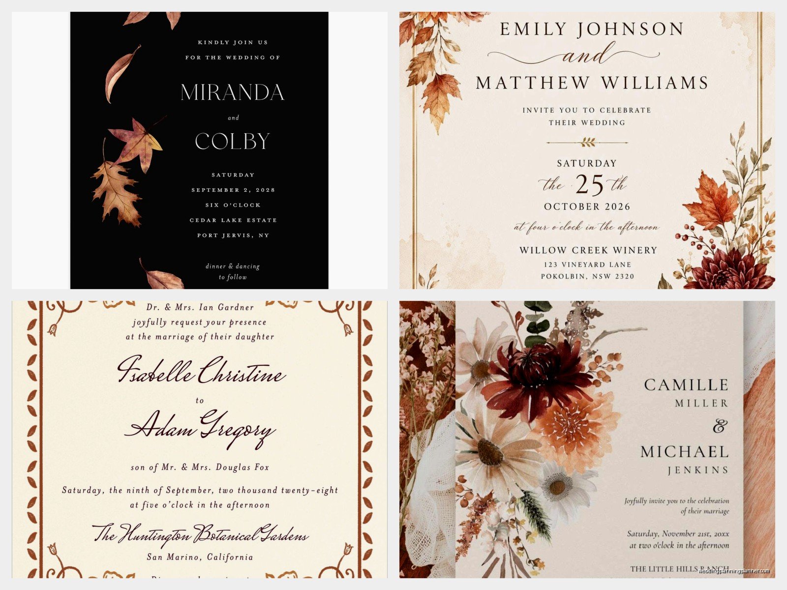 Fall Wedding Invitation Templates: Autumn Seasonal Downloads