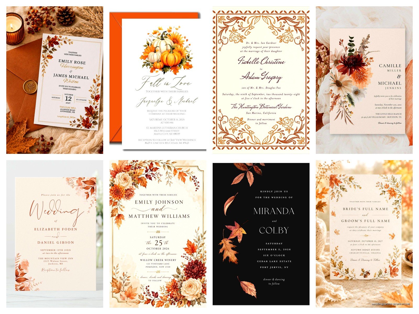 Fall Wedding Invitation Templates: Autumn Seasonal Downloads