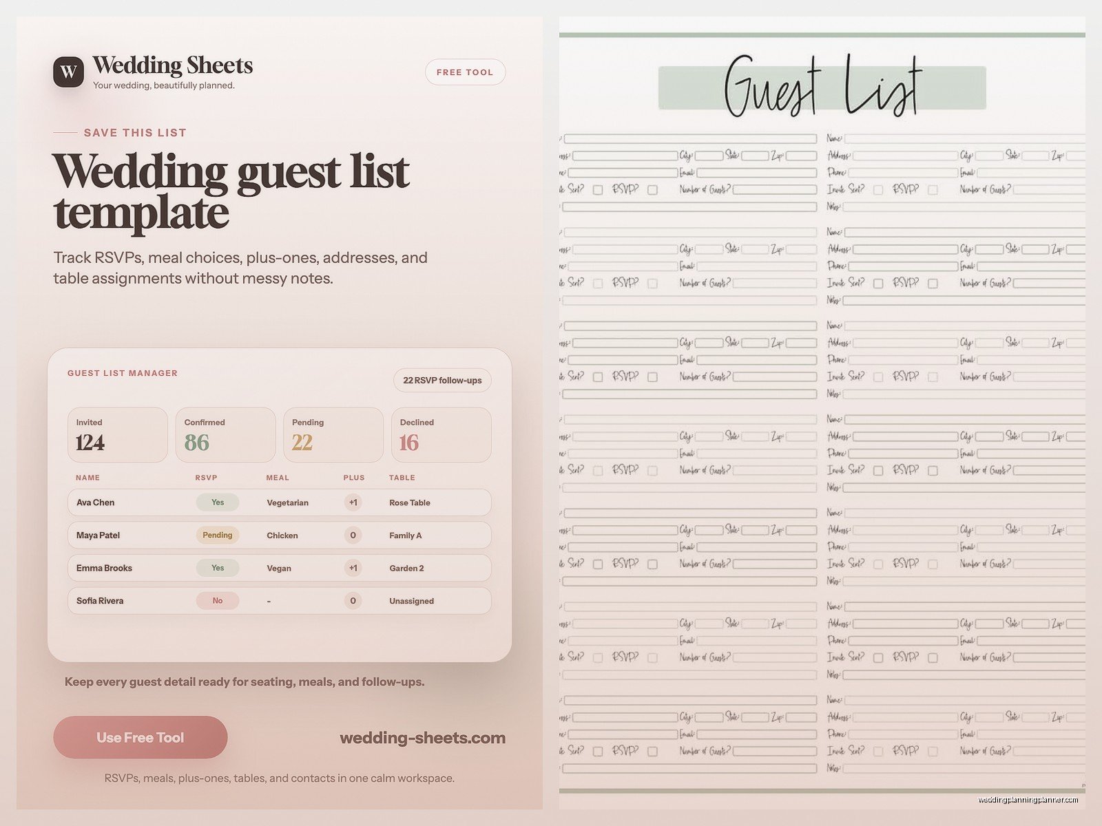 Free Guest List Template: Wedding Tracking Downloads