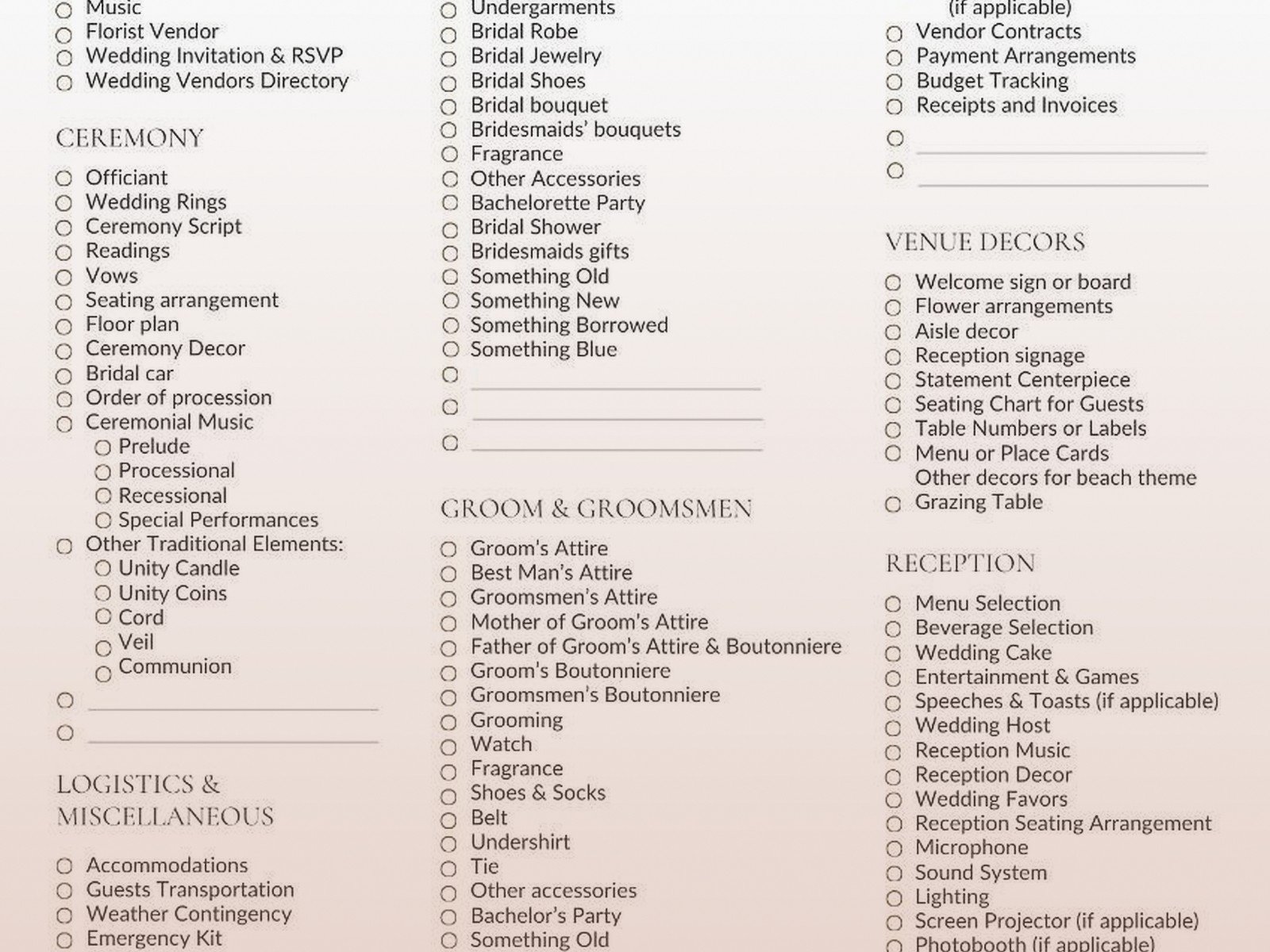 Free Printable Wedding Checklist: Task List Downloads