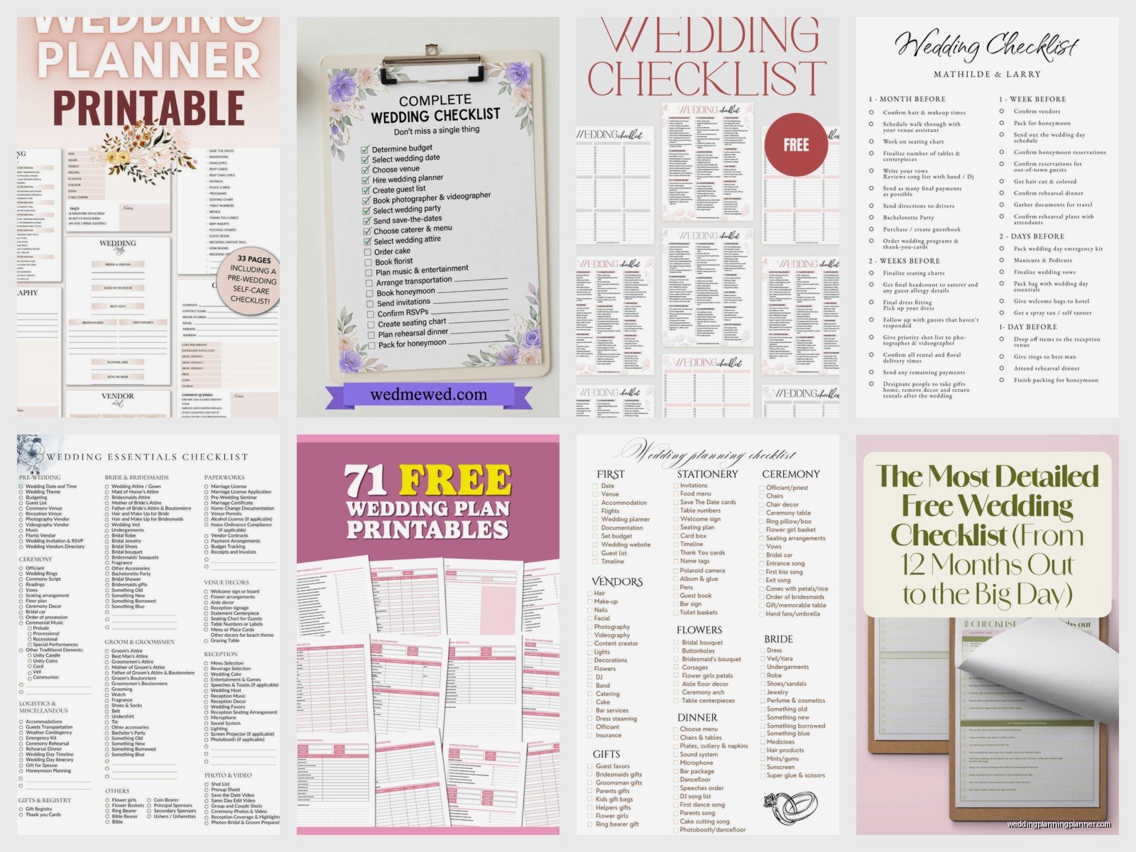 Free Printable Wedding Checklist: Task List Downloads