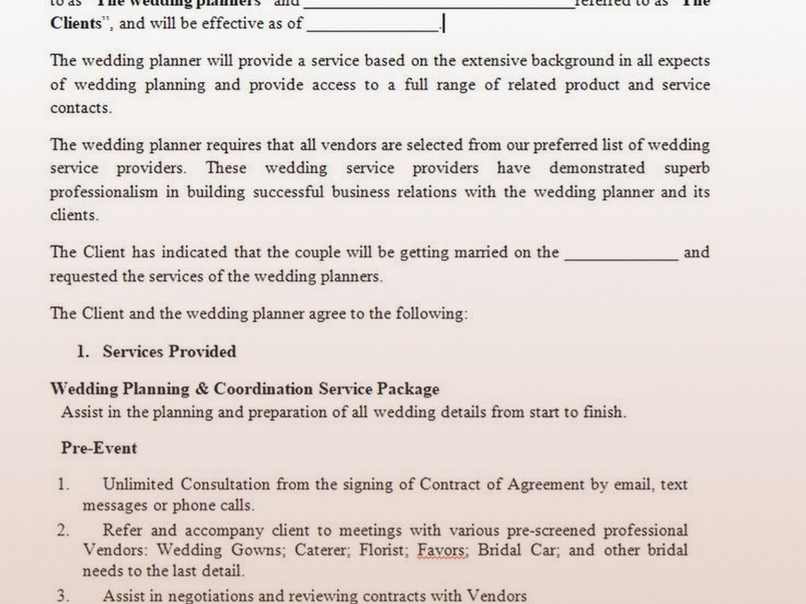 Free Wedding Contract Template: Vendor Agreement Downloads